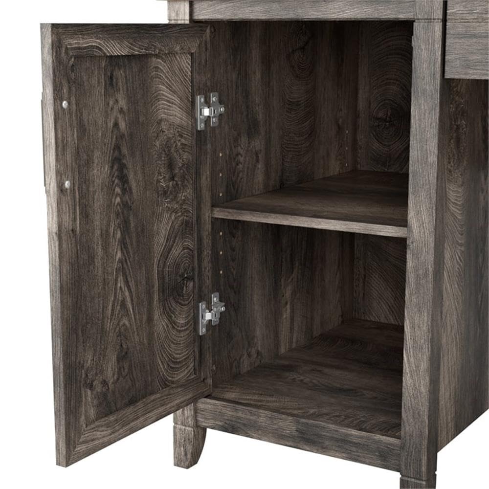 Farmhouse Wood Computer Desk with Keyboard Tray - Rustic Gray Home Office Desk for Small Spaces | Perfect for Remote Work, Study & Gaming Setup