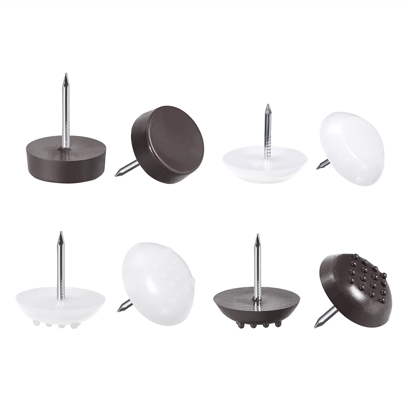 30-90pcs Furniture Leg Protector Pads - 18mm/22mm Non-Slip Plastic Glides for Chairs & Tables - Brown/White Floor Protectors (70pcs Brown 18mm) - Prevent Scratches & Reduce Noise on Hardwood Floors & Tiles
