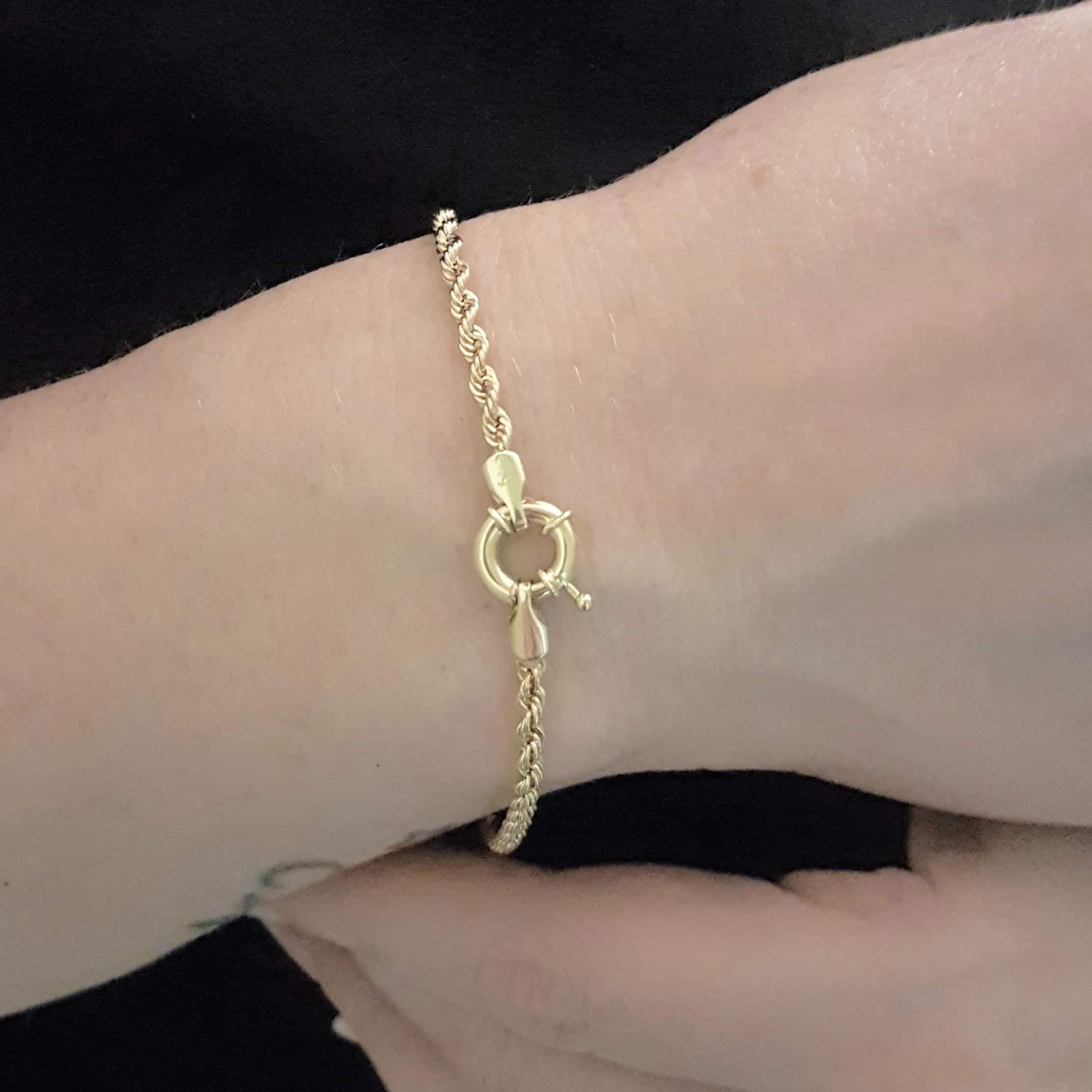 14K Solid Yellow Gold Rope Bracelet for Women - 2.5mm Twisted Chain Bracelet | Elegant Jewelry Gift for Mom, Wife, Girlfriend | Perfect for Christmas, Birthday, Anniversary & Special Occasions
