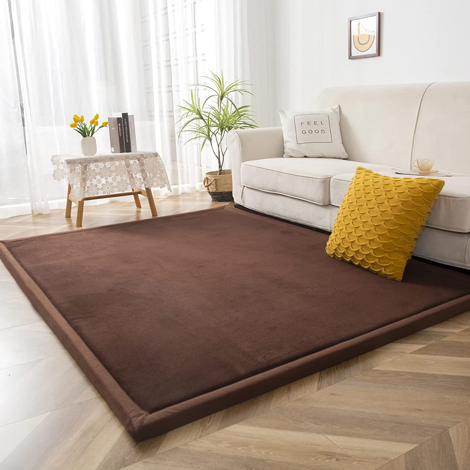 MAXYOYO Baby Play Mat - Soft Coral Velvet Thick Japanese Tatami Rug with Non-Slip Backing for Nursery, Living Room & Bedroom | Perfect for Crawling, Playtime & Home Decor