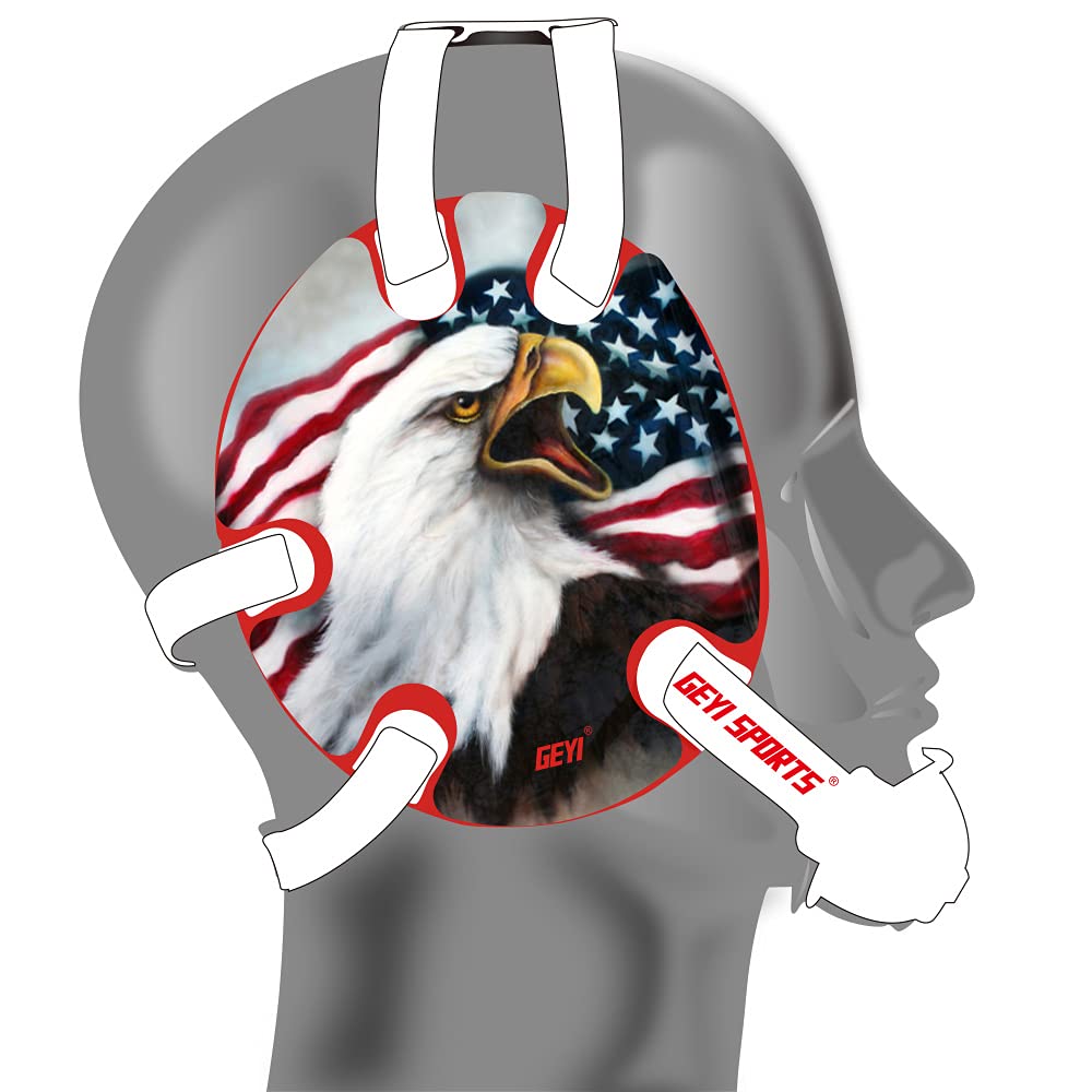 Youth Wrestling Headgear with Bald Eagle Decals - Red Protective Sports Gear for Kids Training & Matches
