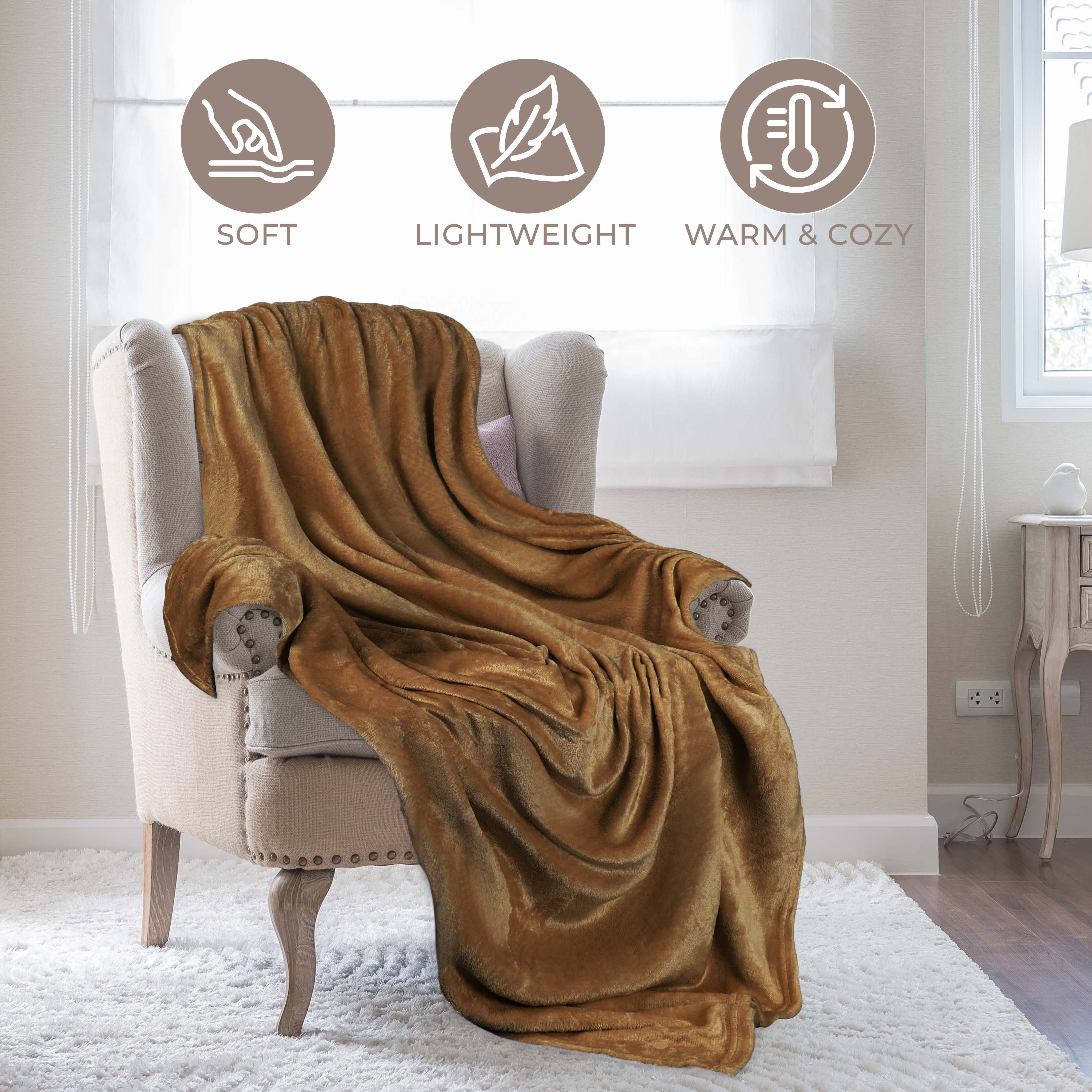 Soft Fleece Plush Blanket - Medium Weight Fluffy Cozy Throw for Couch, Bed & Home Decor - Perfect for Winter, Gifts & Relaxation