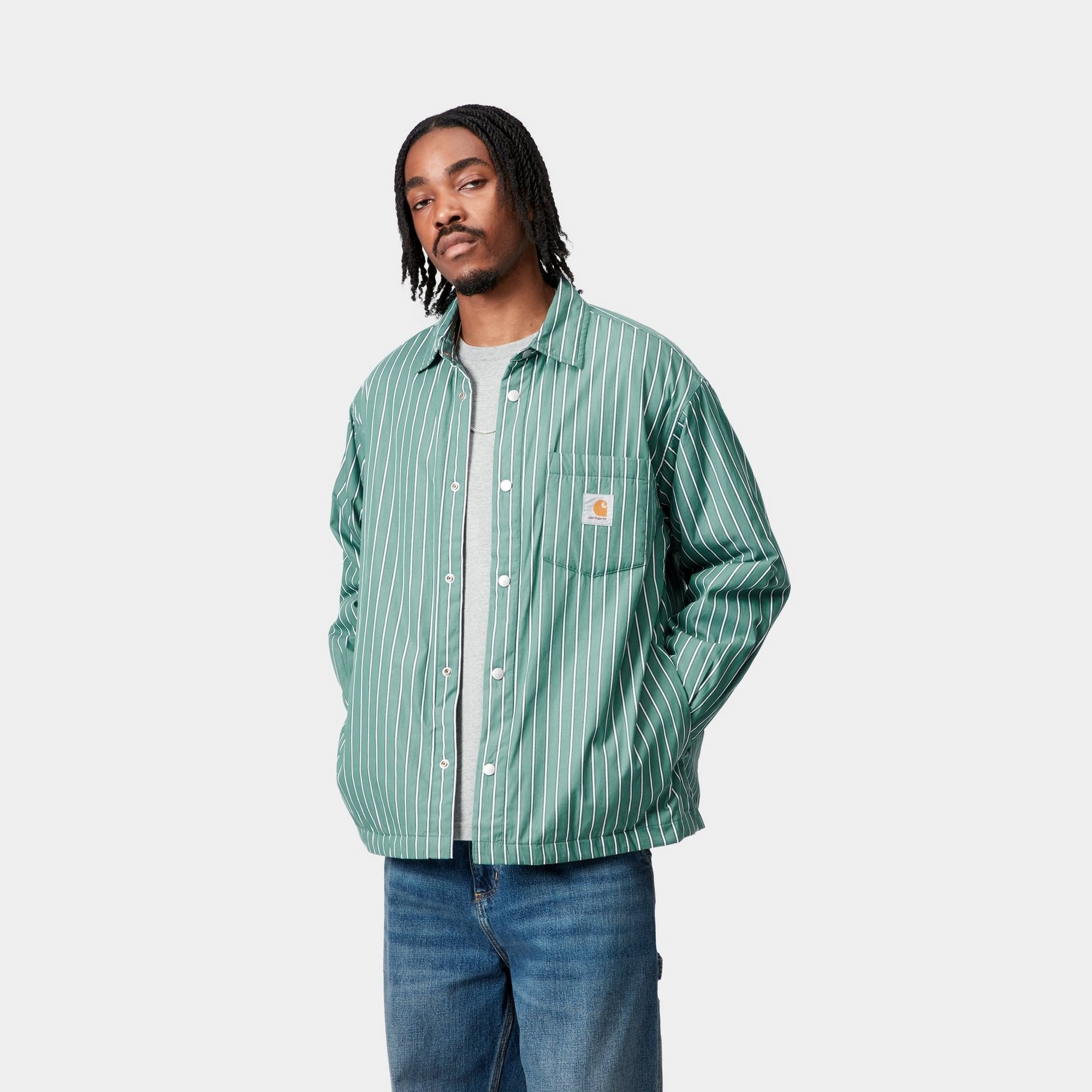 Grimsby Stripe Shirt Jacket for Men & Women | Lightweight Casual Outerwear | Saguaro Brand | Perfect for Spring & Fall Layering, Outdoor Activities, and Everyday Wear