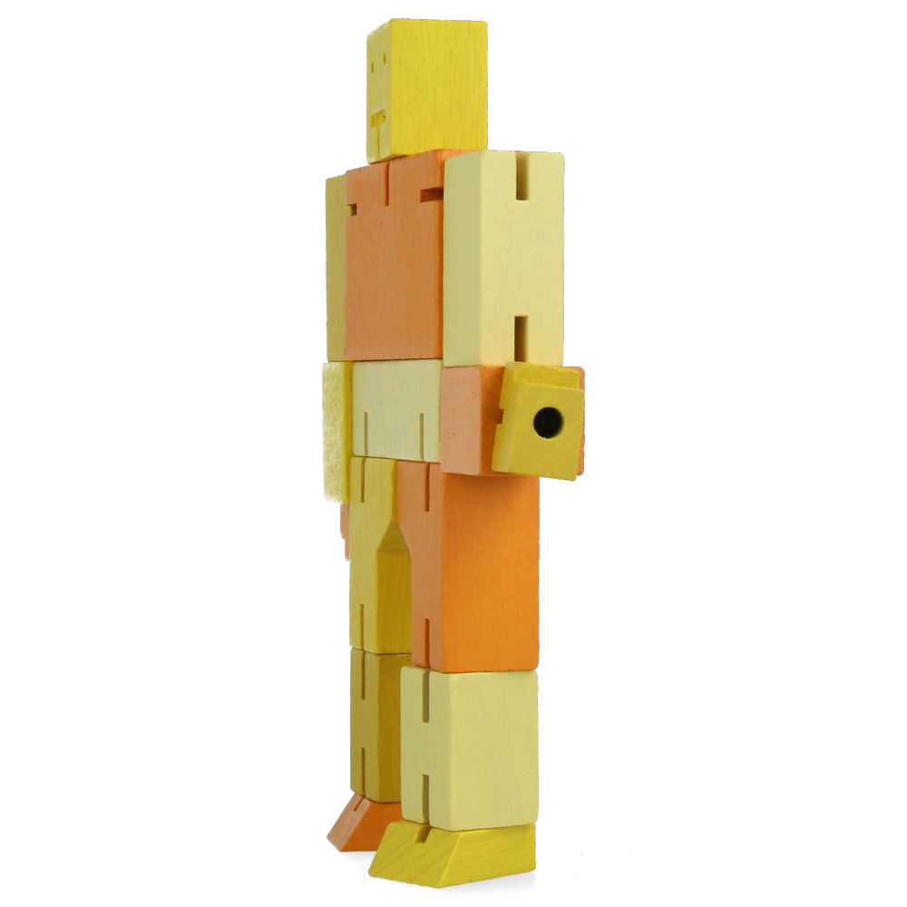 Small Yellow Cubebot - Wooden Puzzle Toy for Kids & Adults | Perfect for Stress Relief, Office Decor & STEM Learning