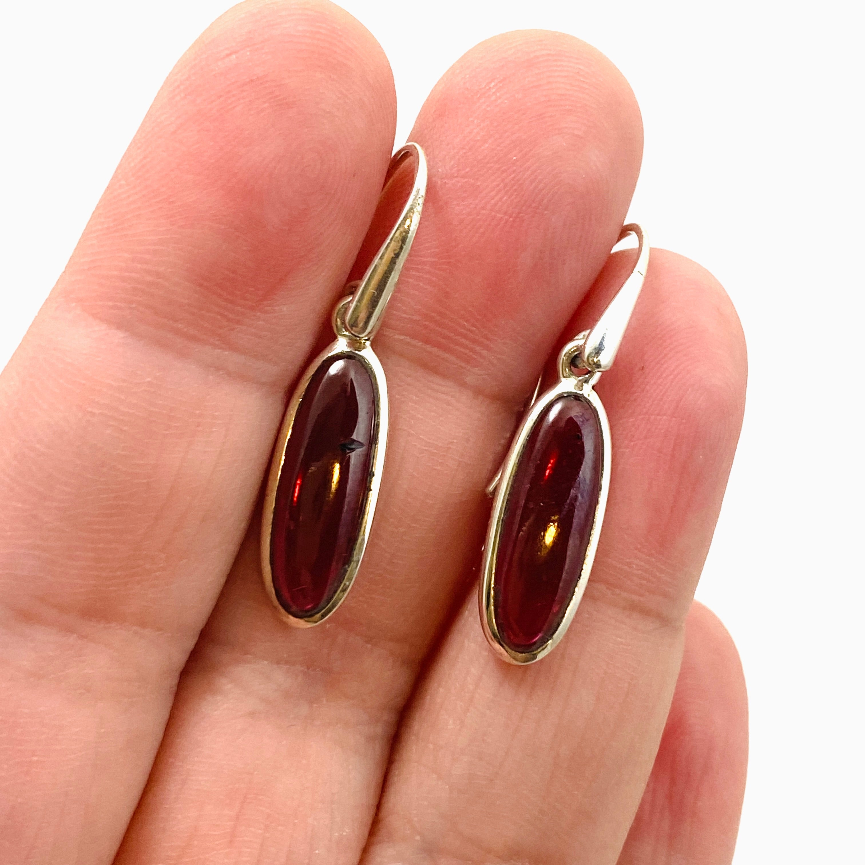 Garnet Oval Cabochon Earrings PEGJ204 - Elegant Gemstone Jewelry for Women, Perfect for Parties, Weddings & Special Occasions