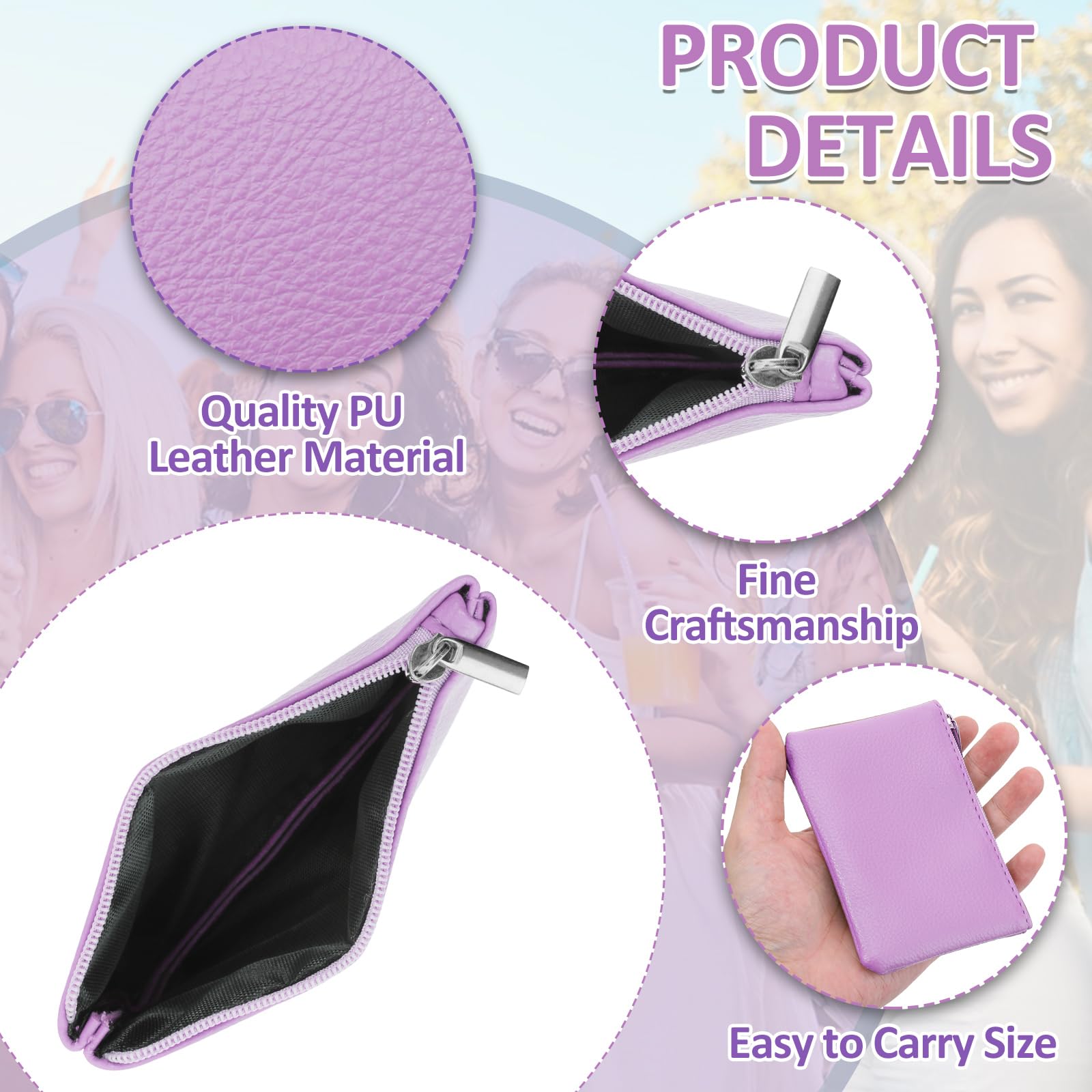 Giantree Small Women's Wallet - Cute PU Lychee Pattern Coin Purse, Mini Portable Change Holder for Girls & Ladies (Light Purple) - Perfect for Carrying ID, Keys, Headphones & Lipstick On-the-Go