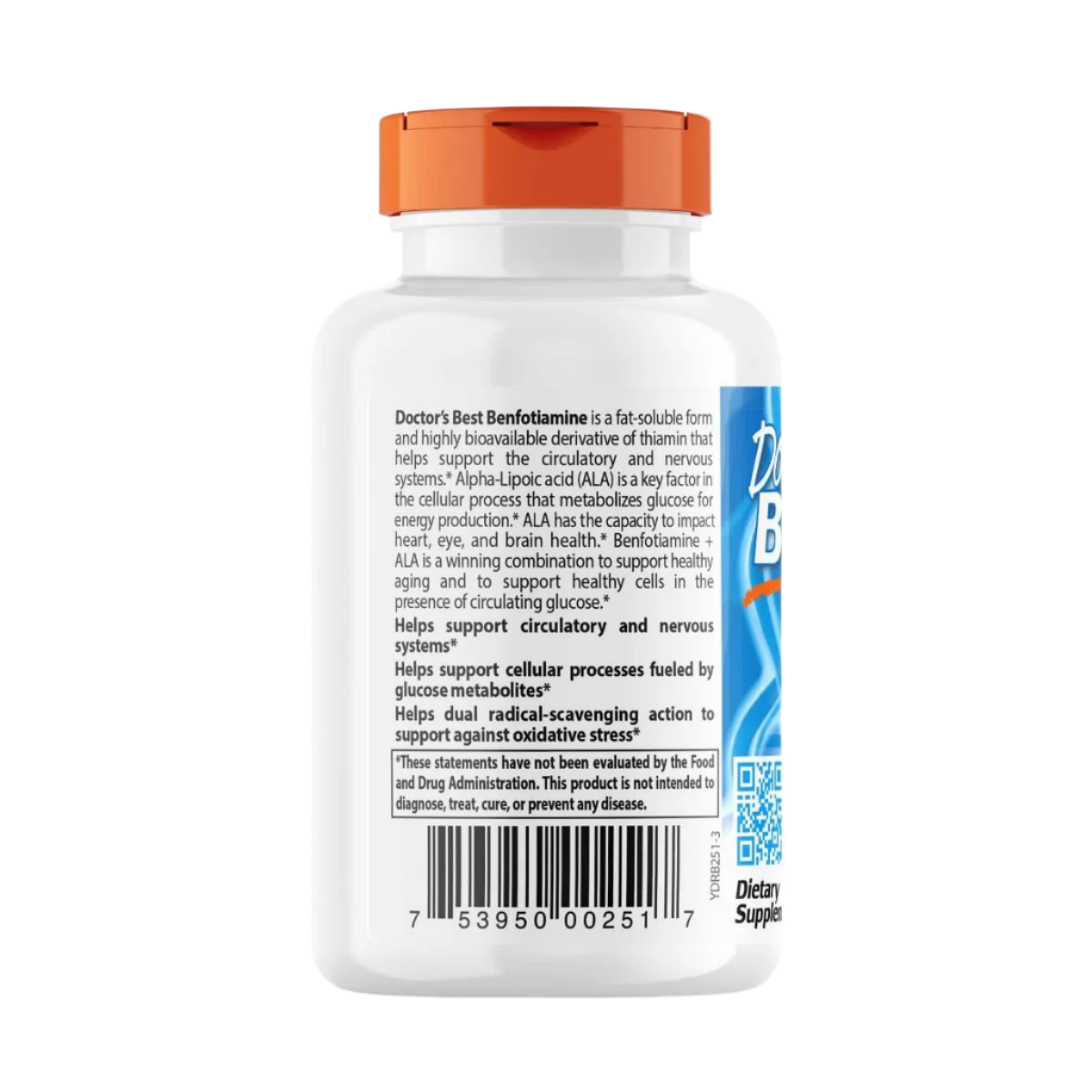 Doctor's Best Benfotiamine 150mg with Alpha Lipoic Acid 300mg - 60 Vegan Capsules for Blood Sugar Support & Nerve Health - Diabetic Neuropathy Relief Supplement