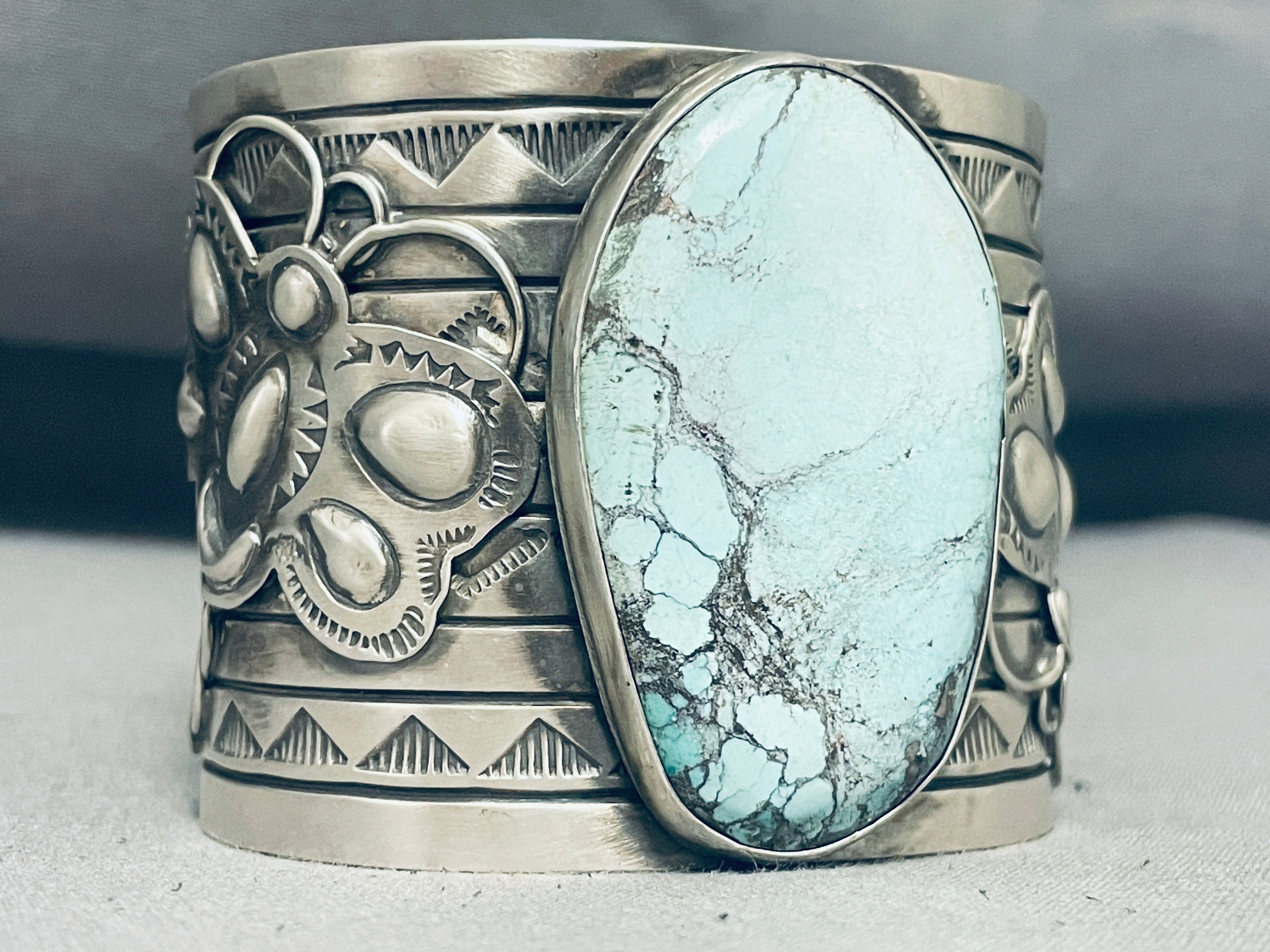 Authentic Navajo Blue Spider Turquoise Sterling Silver Dragonfly Bracelet - 152g Handmade Native American Jewelry for Women - Perfect for Boho, Festival & Spiritual Healing