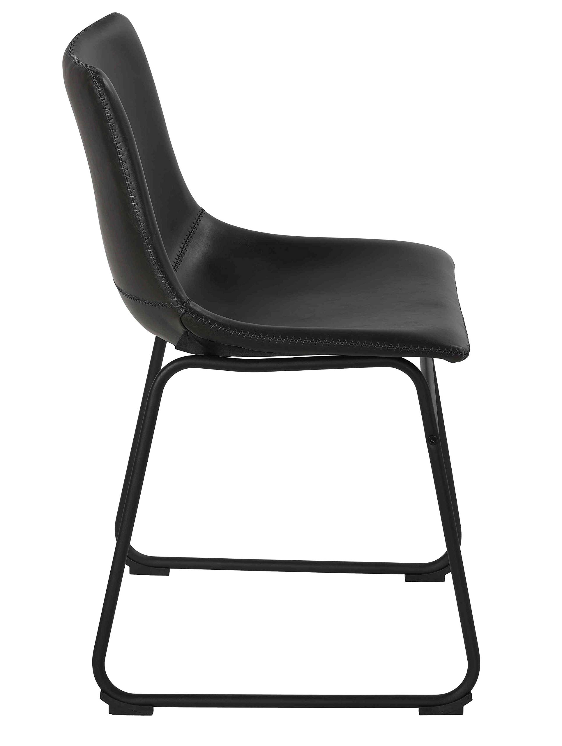 Distressed Black Faux Leather Casablanca Dining Chairs (Set of 2) by Cortesi Home - Perfect for Modern Farmhouse, Industrial & Contemporary Dining Rooms