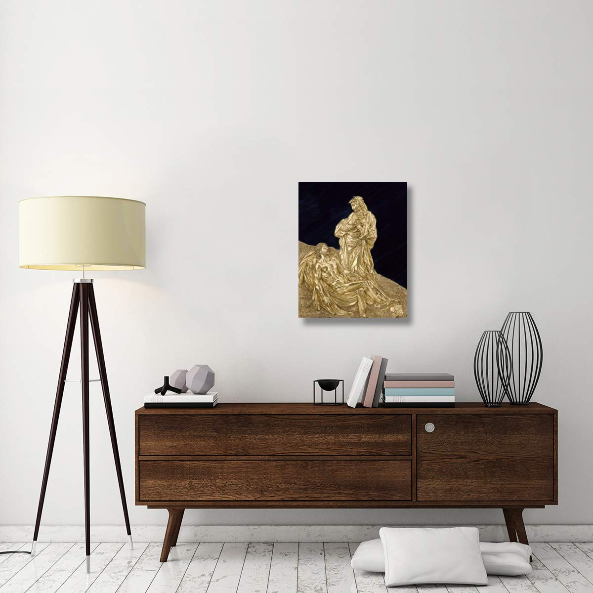Virgin Mourning The Dead Christ Canvas Art Print - 22x28 Inches Religious Wall Decor for Home, Church & Prayer Rooms - Perfect for Christian Gifts & Sacred Spaces