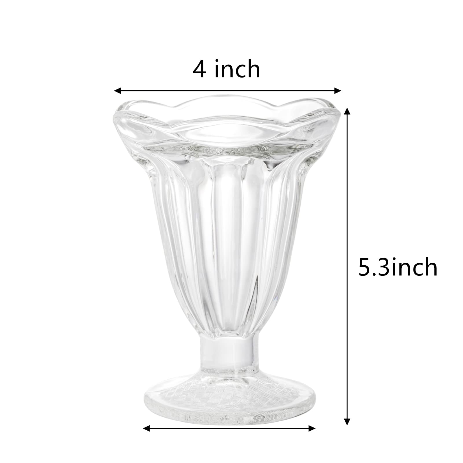 ZENFUN 6 Pack 6.7oz Clear Glass Tulip Sundae Cups - Footed Milkshake & Ice Cream Dessert Bowls Set for Sherbet, Trifle, Fruit Salad, Snacks, Cocktails - Perfect for Parties, Dessert Bars & Home Entertaining