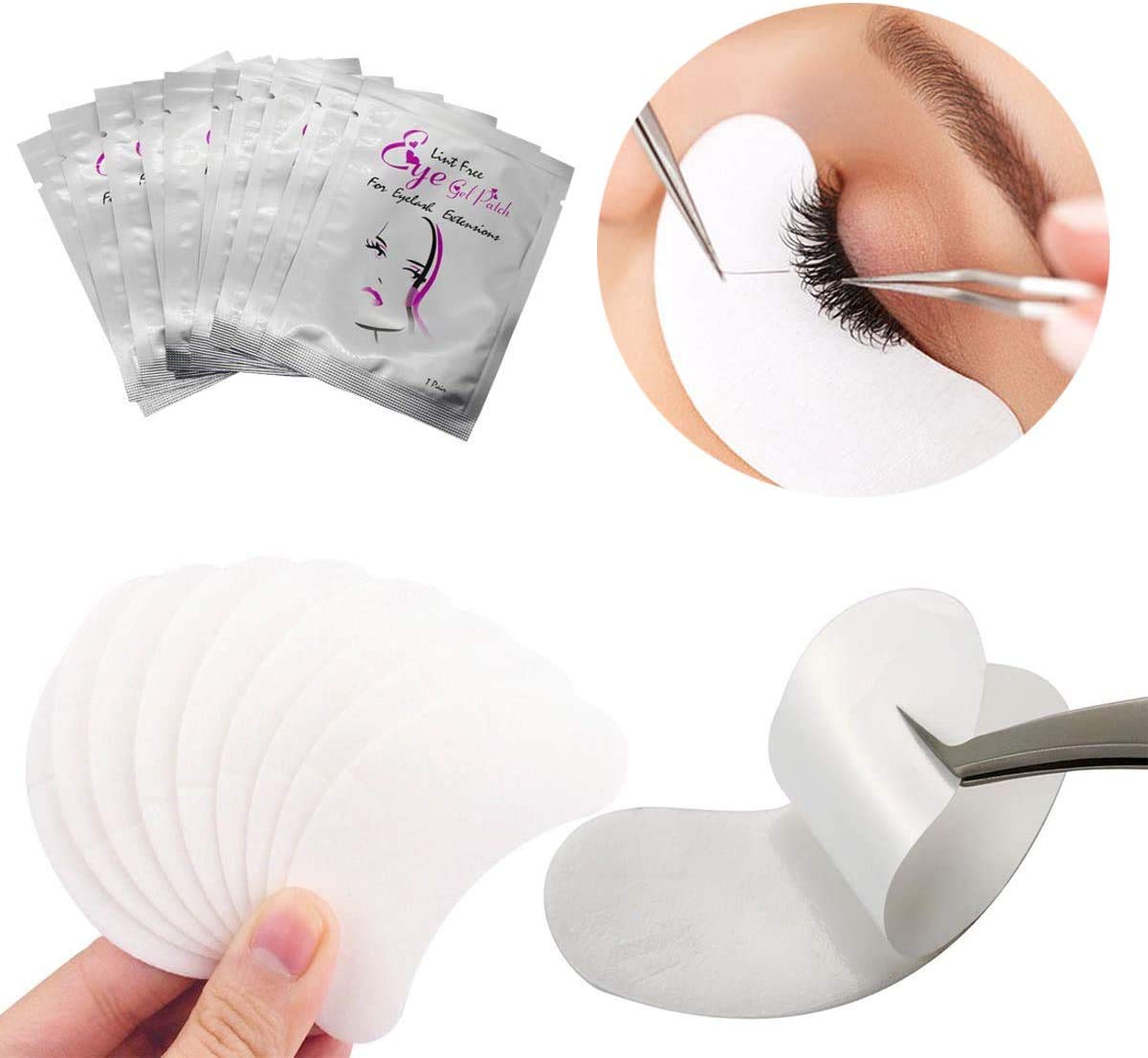 Exeton Eyelash Gel Pads - 50 Pairs Lint-Free Under Eye Patches for Eyelash Extensions, Salon & Professional Use - Gentle Protection for Sensitive Skin During Lash Application & Removal