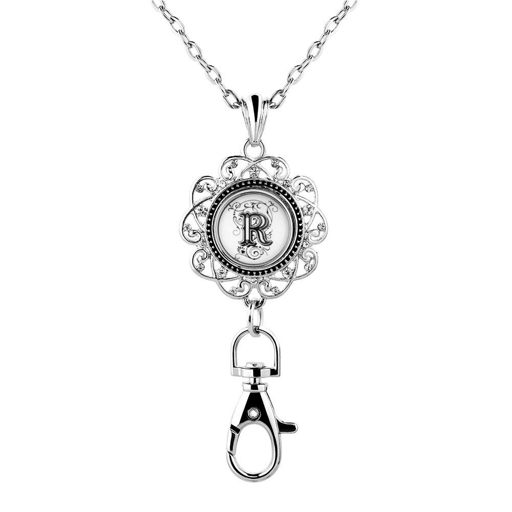 A-Z Initial Snap Button Lanyard for ID Badge & Keys - Office & School Use