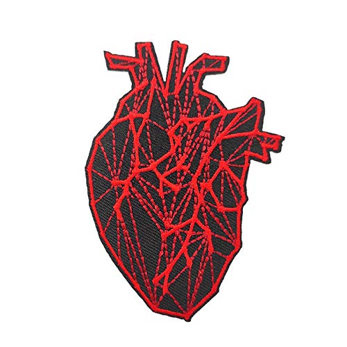 Goth Heart Embroidered Iron On Patch - Cute DIY Sewing Applique for Jackets, Bags & Denim - Black Gothic Embroidered Badge for Clothing & Accessories Customization