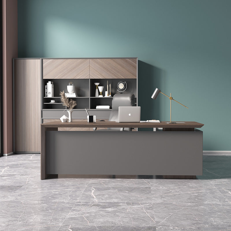 ARMANDO Executive Desk 220cm with Left Return in Hazelnut & Grey - Premium Office Furniture for Home & Business Workspaces