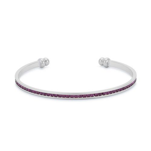 Channel Set Amethyst Purple Cubic Zirconia Cuff Bracelet for Women - Elegant Fashion Jewelry Gift for Birthday, Anniversary & Special Occasions