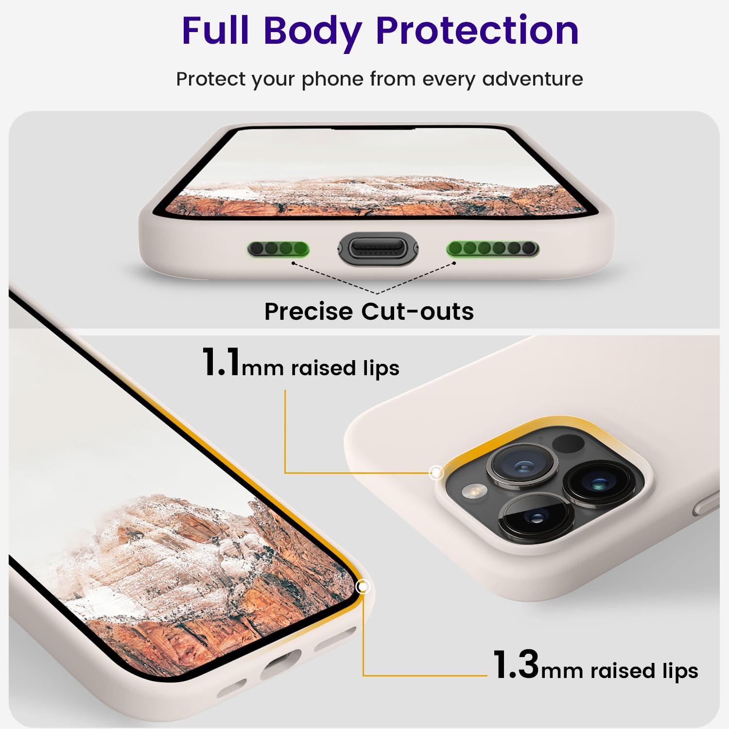 OTOFLY Premium Soft Liquid Silicone Case for iPhone 15 Pro Max - Slim Fit, Silky Touch, Full-Body Protection (Stone Color) - Perfect for Everyday Use, Work & Travel