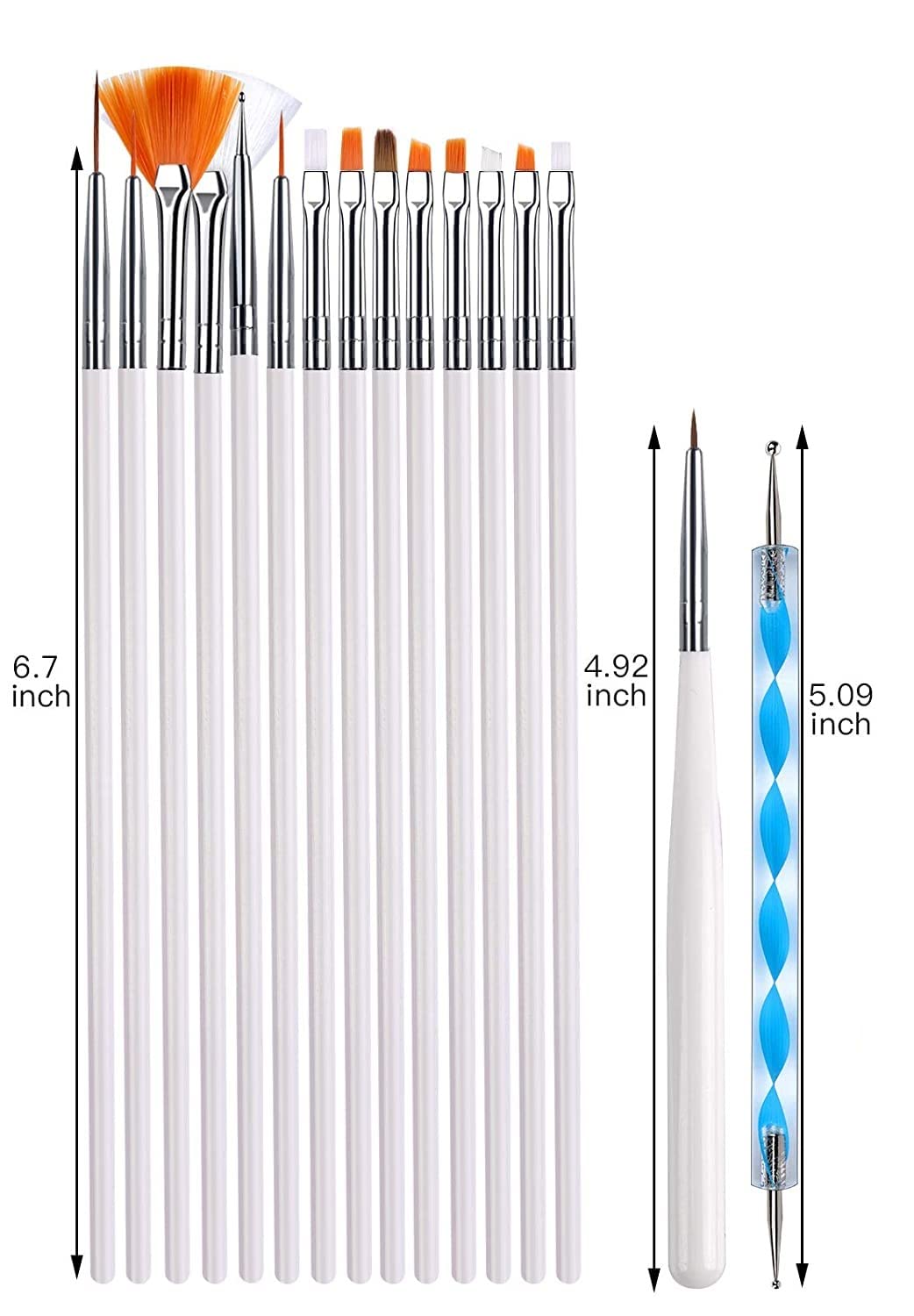 20 Pcs Professional Nail Art Brushes Set - Dotting Tools, UV Polish & Acrylic Design Painting Kit for Salon & DIY Manicure - Perfect for Nail Art, Gel Polish Application & Creative Designs at Home or Professional Use