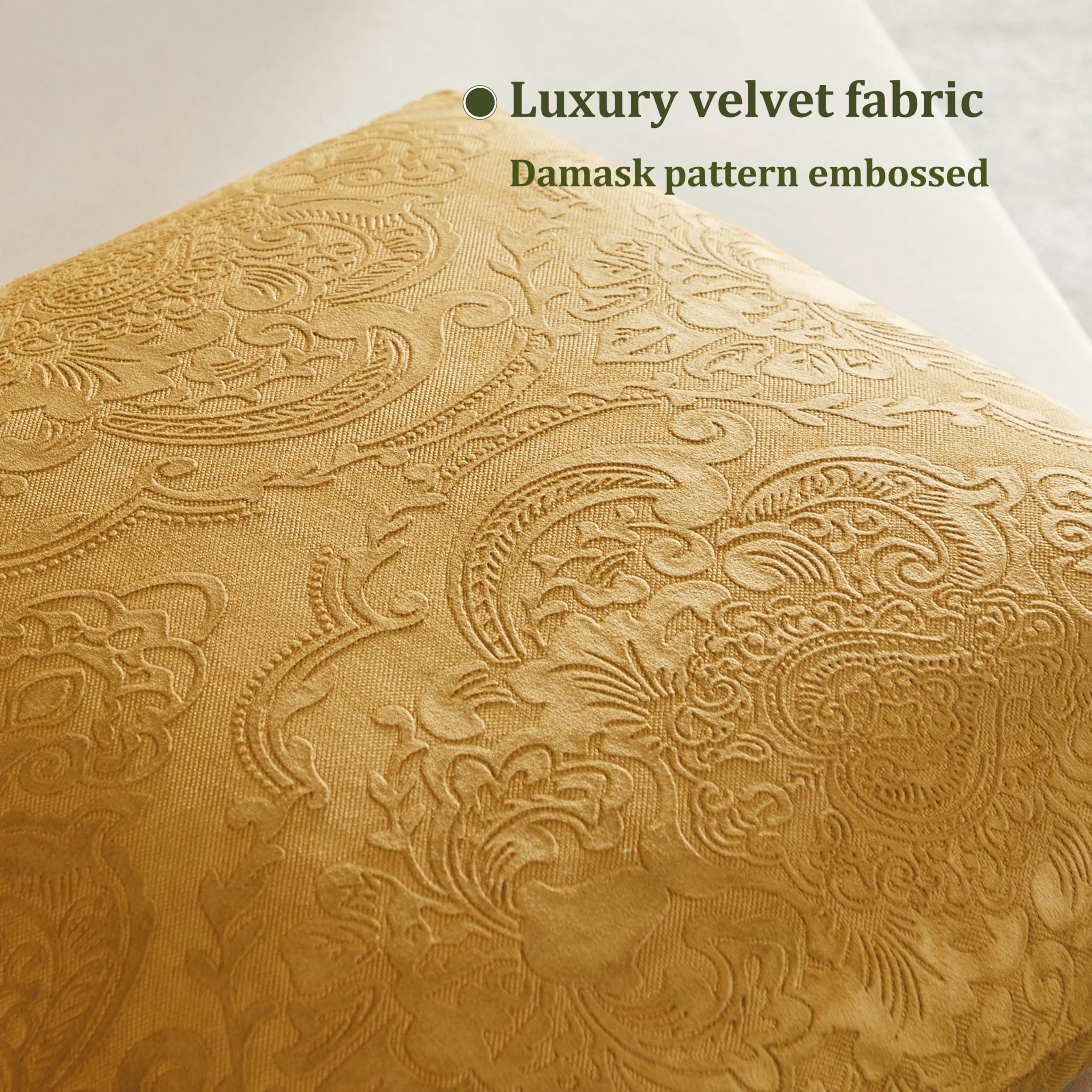 GIGIZAZA 16x16 Velvet Throw Pillow Covers Set of 2 - Brown Gold Luxury Decorative Flower Embossed Cushion Covers for Sofa, Couch & Bed - Perfect for Living Room, Bedroom & Home Decor