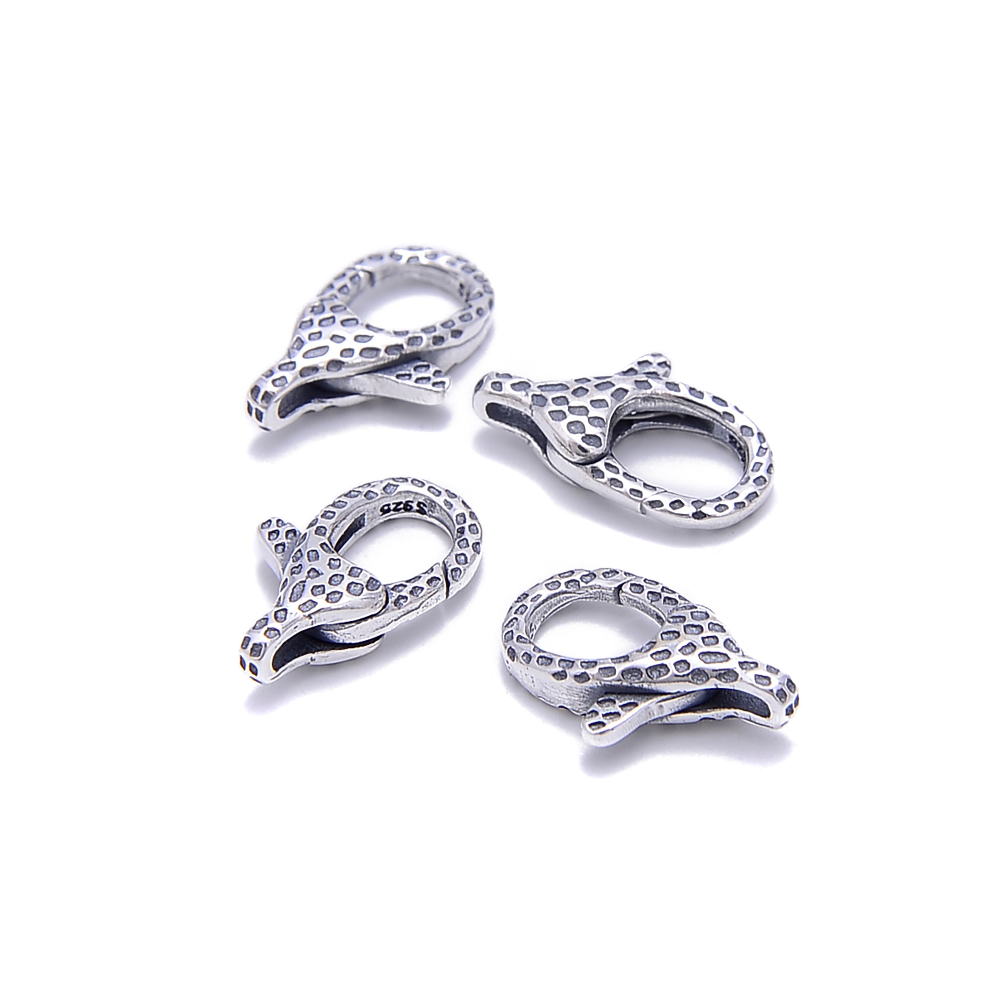 925 Sterling Silver Anti-Tarnish Leopard Carved Clasp - Size 8x14mm (2 Pcs/Bag) - Perfect for Jewelry Making, DIY Bracelets & Necklaces