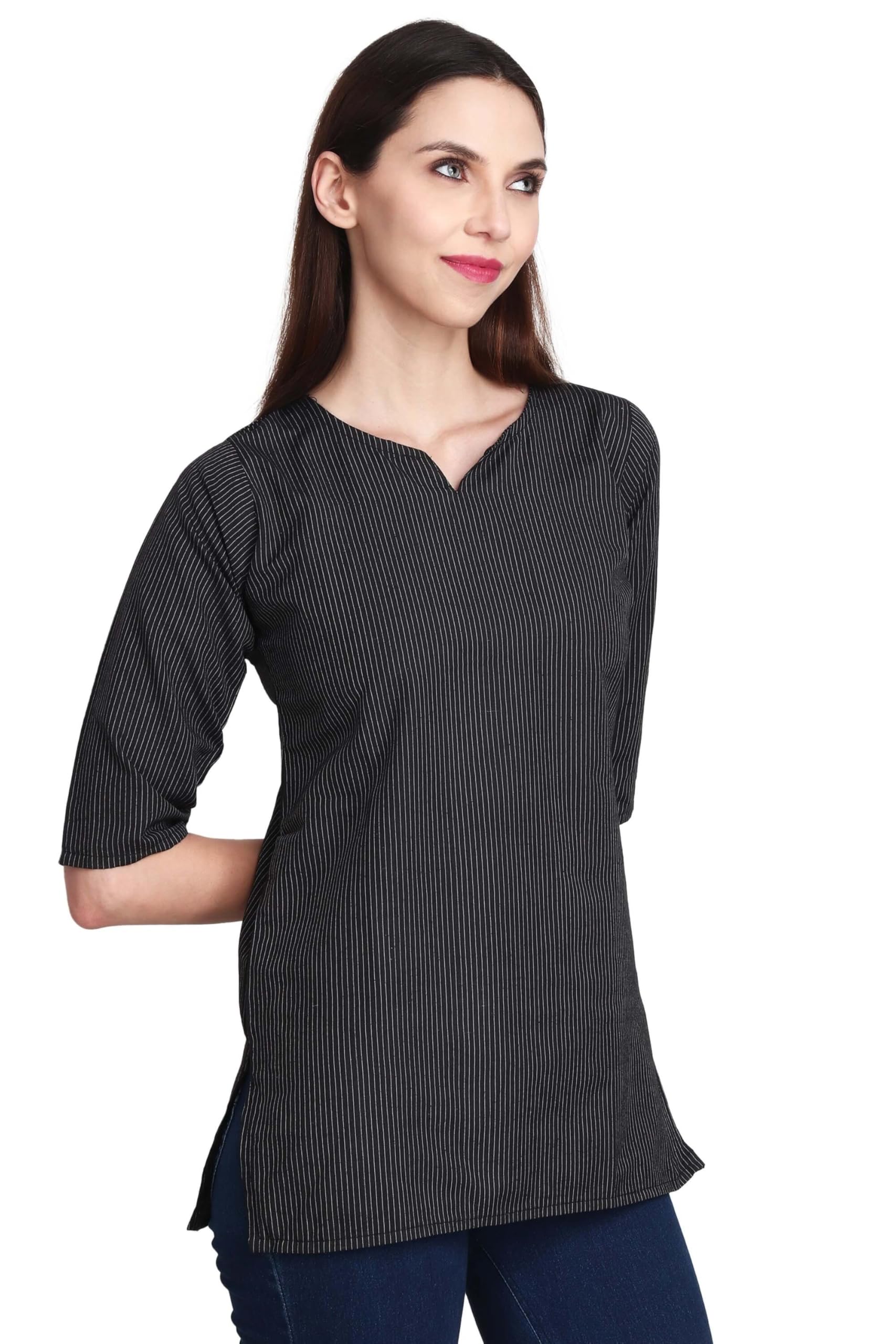 FELISIA Women's Striped Casual T-Shirt - Soft Cotton Summer Blouse for Everyday Wear, Office & Outings