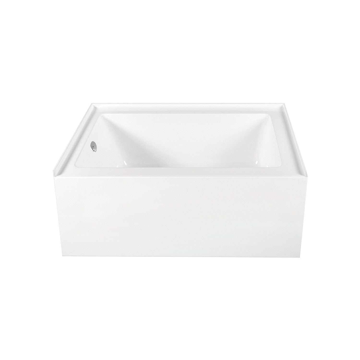 Aqua Eden 60 Inch Acrylic Rectangular 3 Wall Alcove Bathtub - Left Hand Drain, Glossy White with Polished Chrome Finish | Perfect for Modern Bathroom Renovations and Spa-Like Retreats