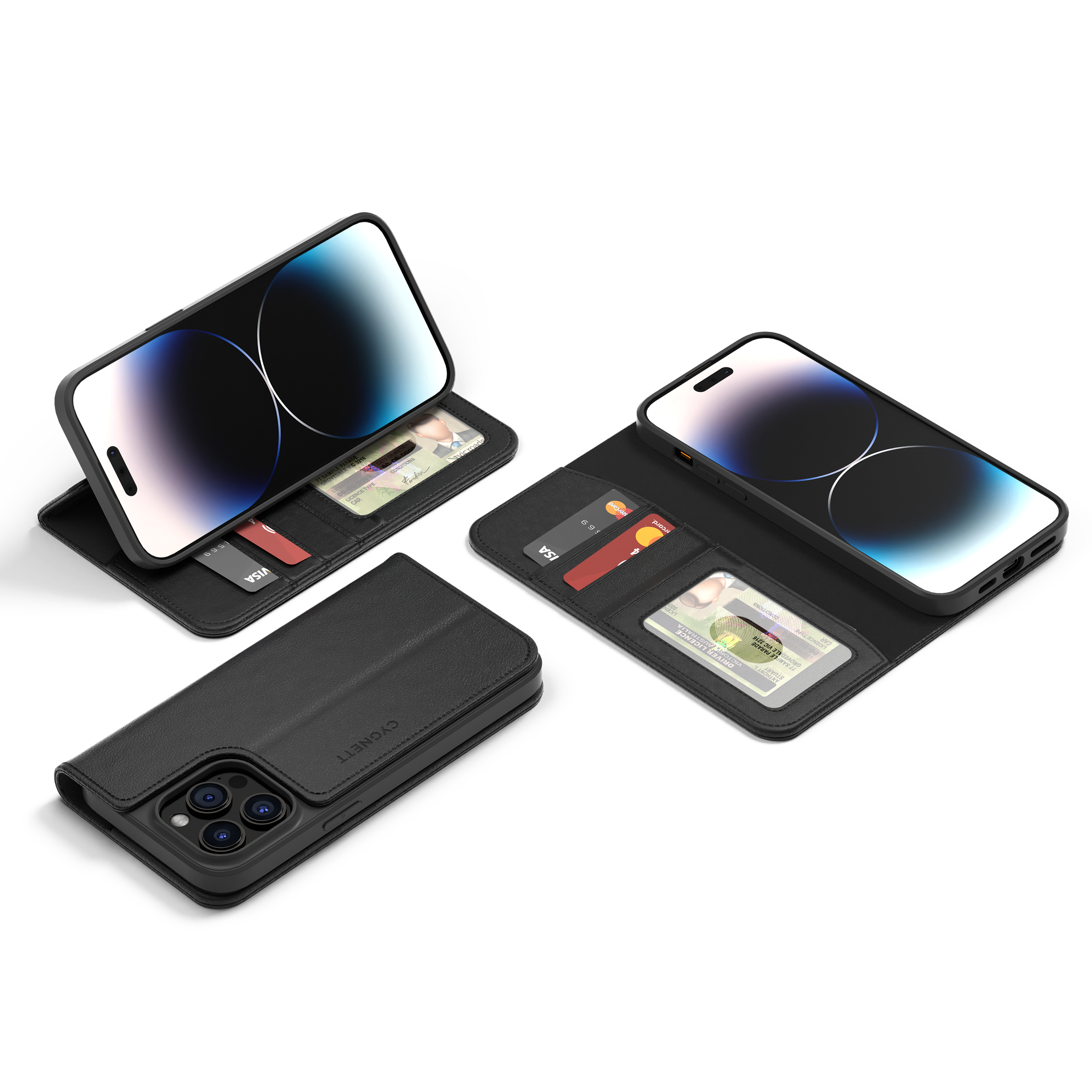 Premium Leather Wallet Case for iPhone 14 Pro Max - Slim RFID Blocking Phone Cover with Card Slots | Perfect for Travel, Shopping & Everyday Use