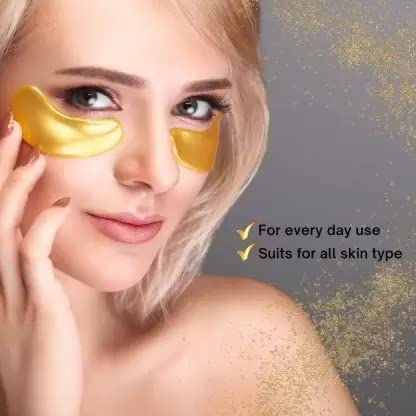 24K Gold Under Eye Masks for Dark Circles & Puffiness - Hydrating Anti-Aging Eye Treatment for Bags & Wrinkles (6 Pairs) - Perfect for Night Routine & Travel Skincare