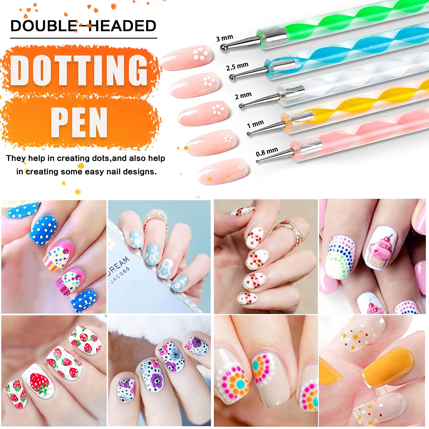 Professional Nail Art Brushes Kit with Dotting Tools, Holographic Stickers, Foil Tape, Rhinestones & Tweezers - Perfect for DIY Manicures, Nail Extensions & Salon Quality Nail Designs