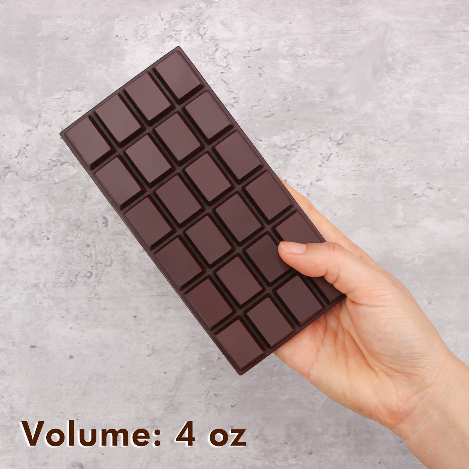 Webake 2-Pack Silicone Chocolate Bar Molds - Break-Apart Candy Bar Molds for 4oz Chocolate Chunks, Protein Bars & Energy Bars - Non-Stick Baking Pan for Easy Release - Perfect for Homemade Candy, Baking & Gift Making