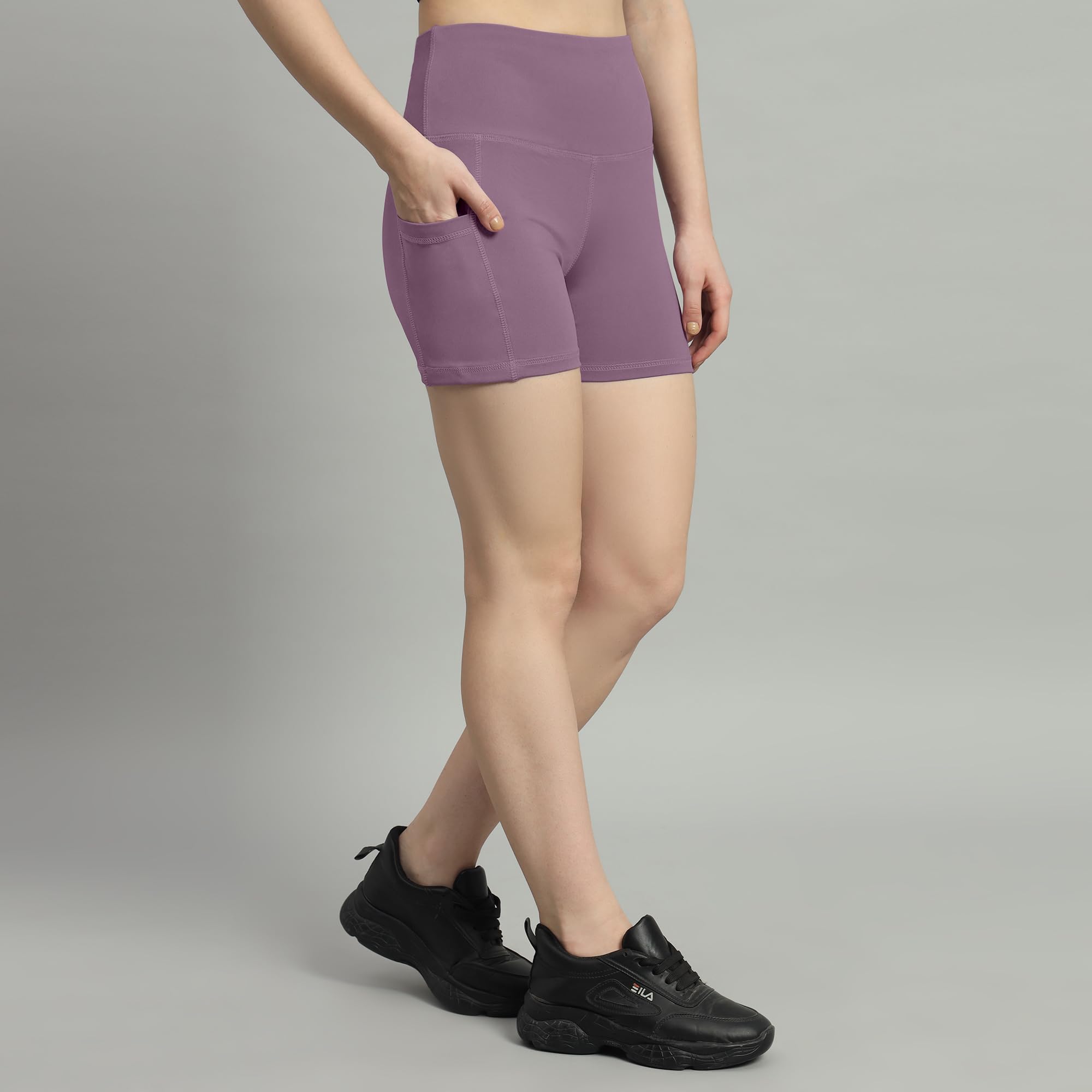 Mehrang High Waist Workout Shorts for Women - Midnight Sky Yoga Bike Shorts with Elastic Waistband & Pockets | Perfect for Gym, Running, Cycling & Lounge Wear