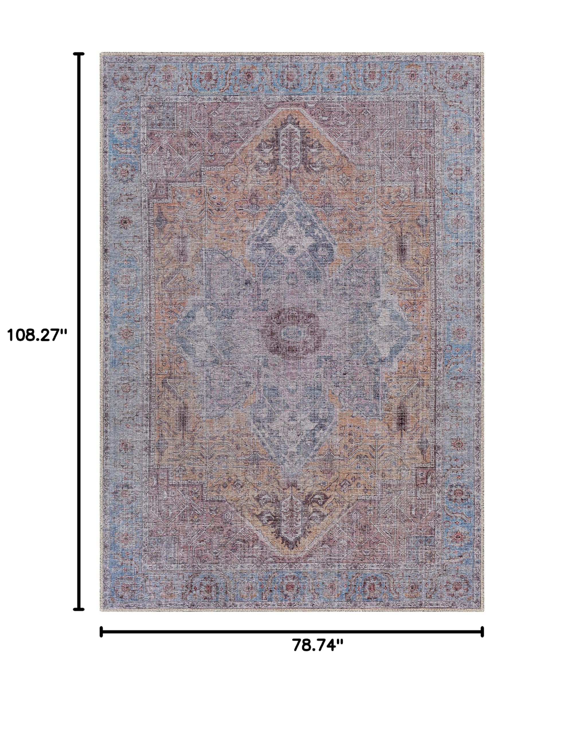Hauteloom Tabina Machine Washable Area Rug - Soft Gray & Purple Modern Rug for Living Room, Bedroom - 6'7