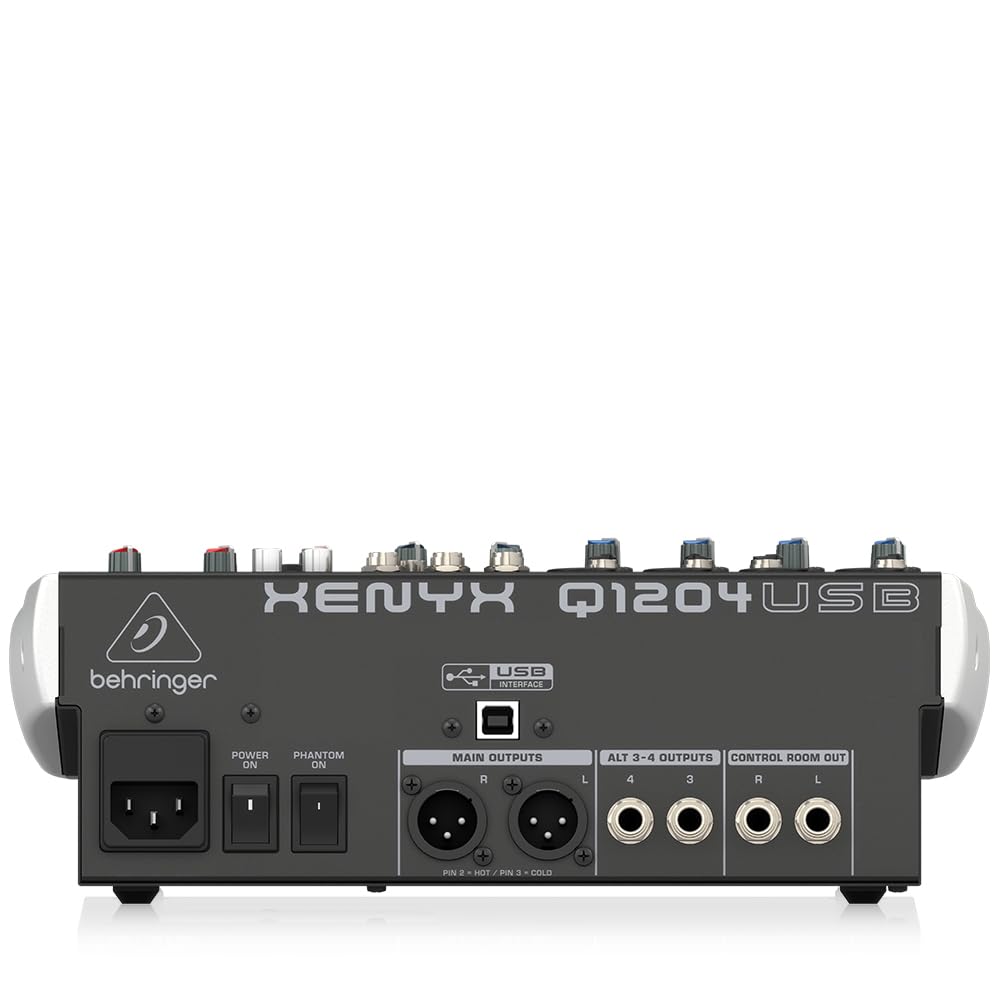 Behringer Xenyx Q1204USB Professional 12-Channel Audio Mixer with USB Interface for Live Sound, Podcasting & Studio Recording