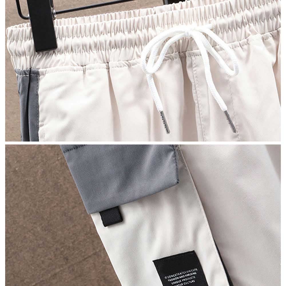 Men's Hip Hop Jogger Pants - Elastic Waist Streetwear Cargo Pants with Multi-Pockets | Punk Patchwork Design for Casual Wear, Gym & Urban Fashion