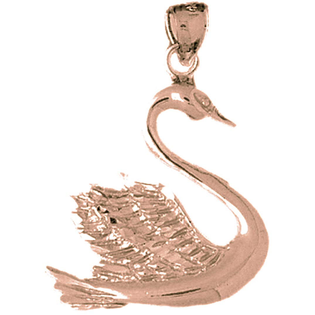 14K Rose Gold Swan Pendant Necklace - 31mm Elegant Jewelry Gift for Women, Perfect for Valentine's Day, Anniversary & Special Occasions