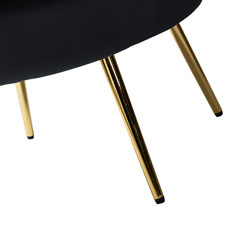 Evelia Velvet Scalloped Barrel Chair - Luxurious Velvet Accent Chair with Curved Back for Living Room, Bedroom & Office - Perfect for Reading Nook, Lounge Area or Home Decor