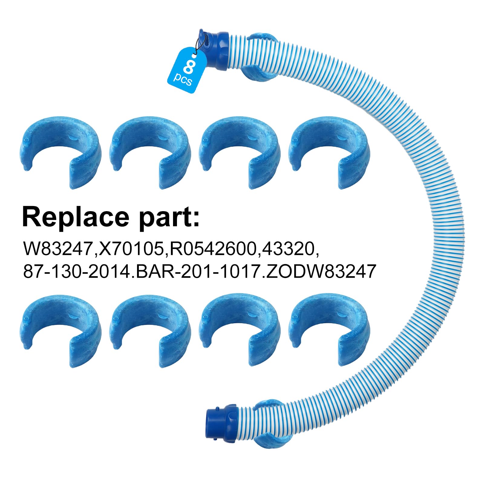 8 Pack Pool Cleaner Hose Weights - Compatible with Zodiac Baracuda W83247 X70105 & Pentair Kreepy Krauly K12054 K12454 - Keeps Pool Hose Submerged for Optimal Cleaning Performance