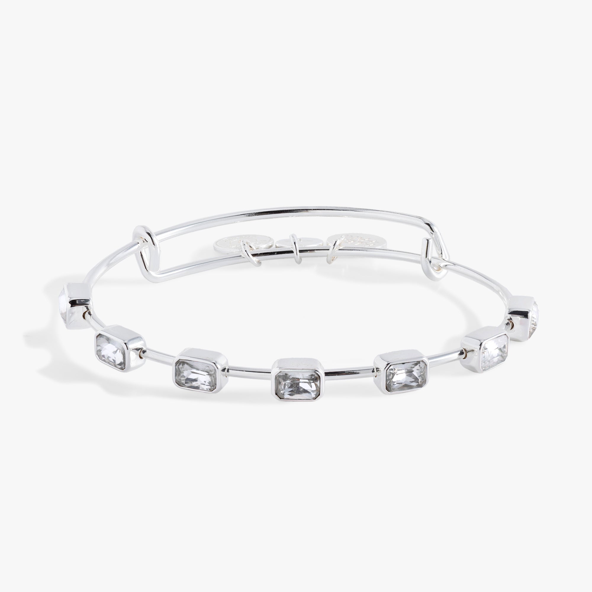 April Birthstone Emerald Cut Sterling Silver Bangle Bracelet for Women - Elegant Jewelry Gift for Birthday, Anniversary & Special Occasions