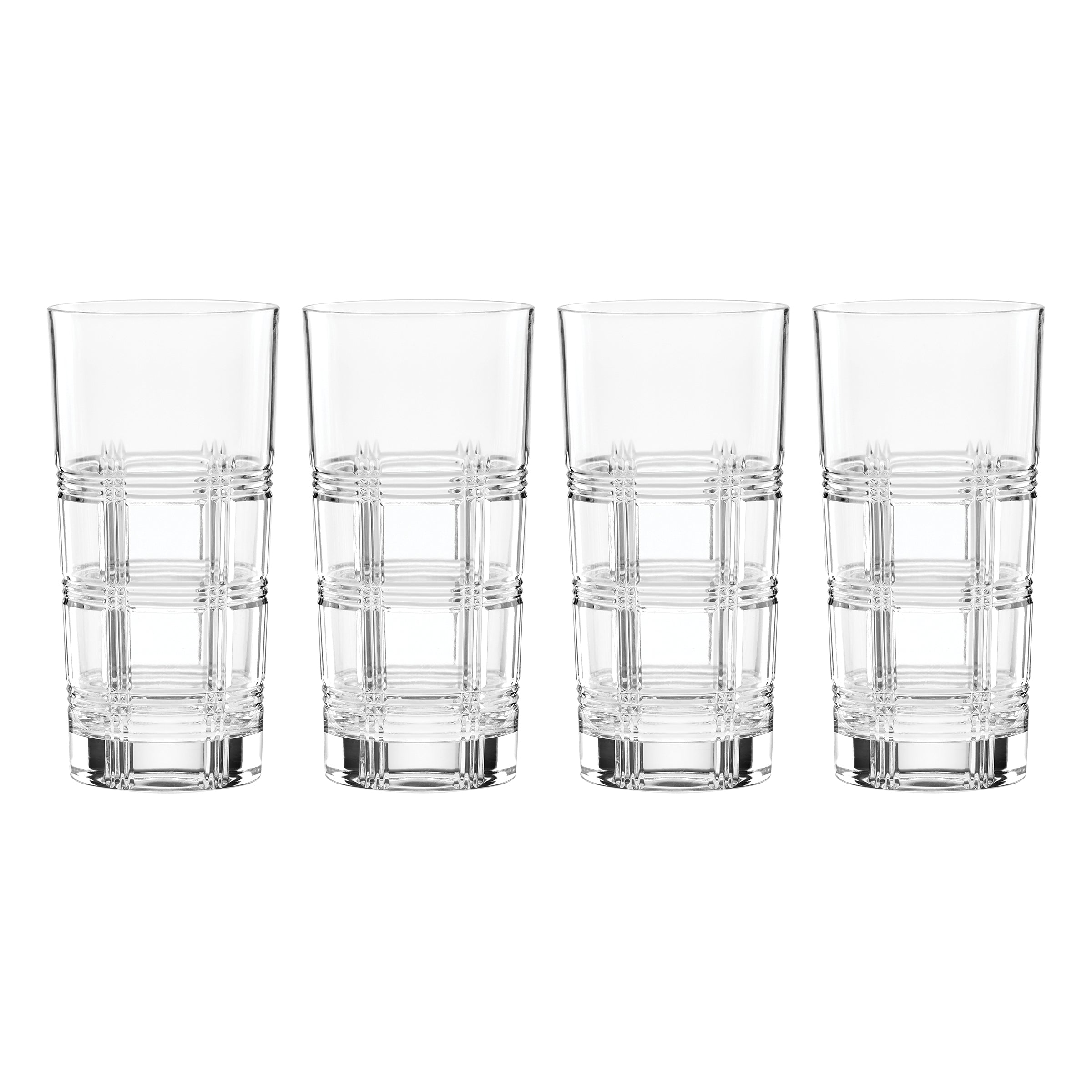 Premium Hudson Crystal Highball Glasses Set of 4 - Elegant 12oz Whiskey & Cocktail Drinking Glasses for Home Bar, Parties & Gifts