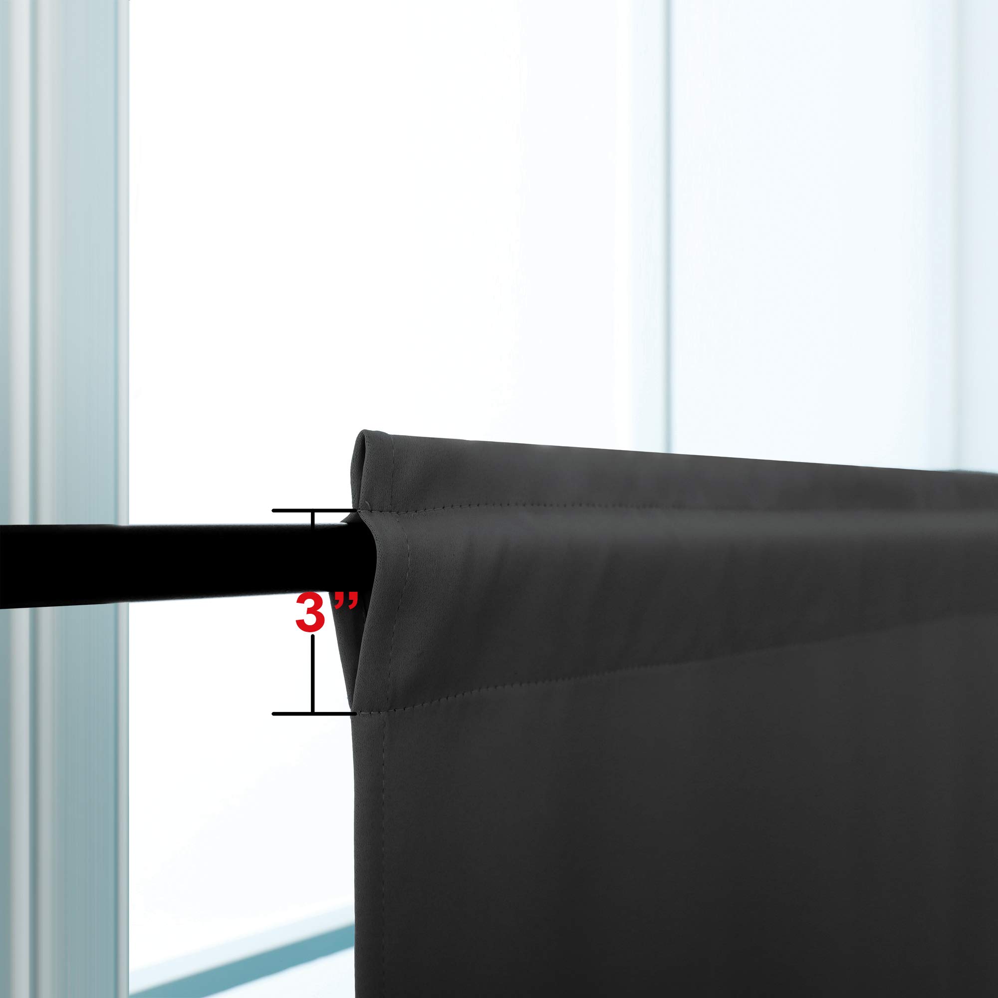 Blackout Half Curtains 34x30 Inch - Dark Gray Rod Pocket Window Curtains for Small Rooms, Living Room & Bathroom - Light Blocking, Room Darkening for Better Sleep & Privacy