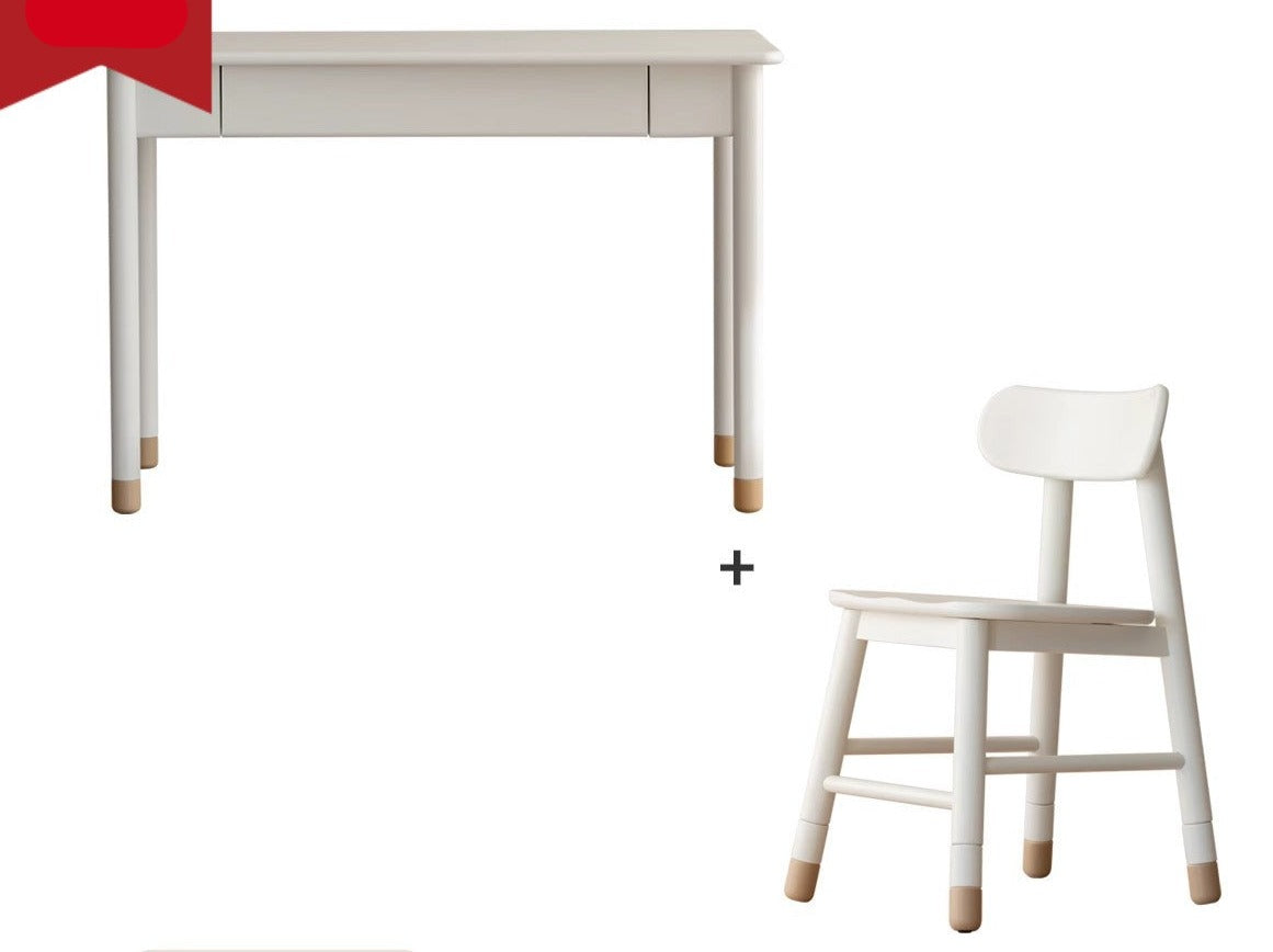 Solid Poplar Wood Kids Height-Adjustable Learning Desk with Cream Drawer - Perfect for Homeschooling, Online Classes & Study Room Organization