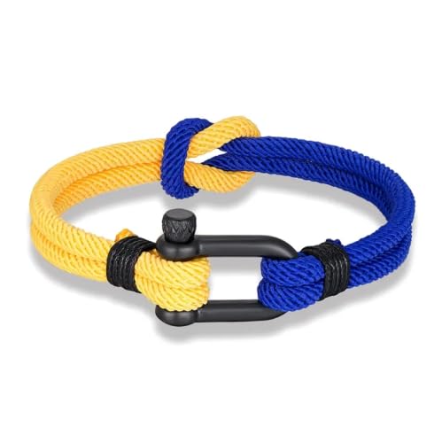 Stylish London Craftwork Paracord Bracelet for Men & Women - Ukrainian Flag Design - Adjustable Sizes S/M/L (19-23cm) - Perfect for Outdoor Adventures, Travel & Patriotic Fashion