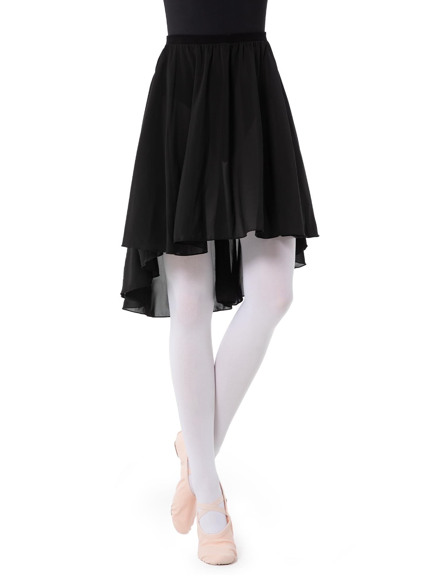 Elegant Ballet Wrap Skirt - Soft Chiffon Pull-on Dance Skirt with Elastic Waist for Women & Girls - Perfect for Ballet Class, Dance Practice, and Performance Costumes