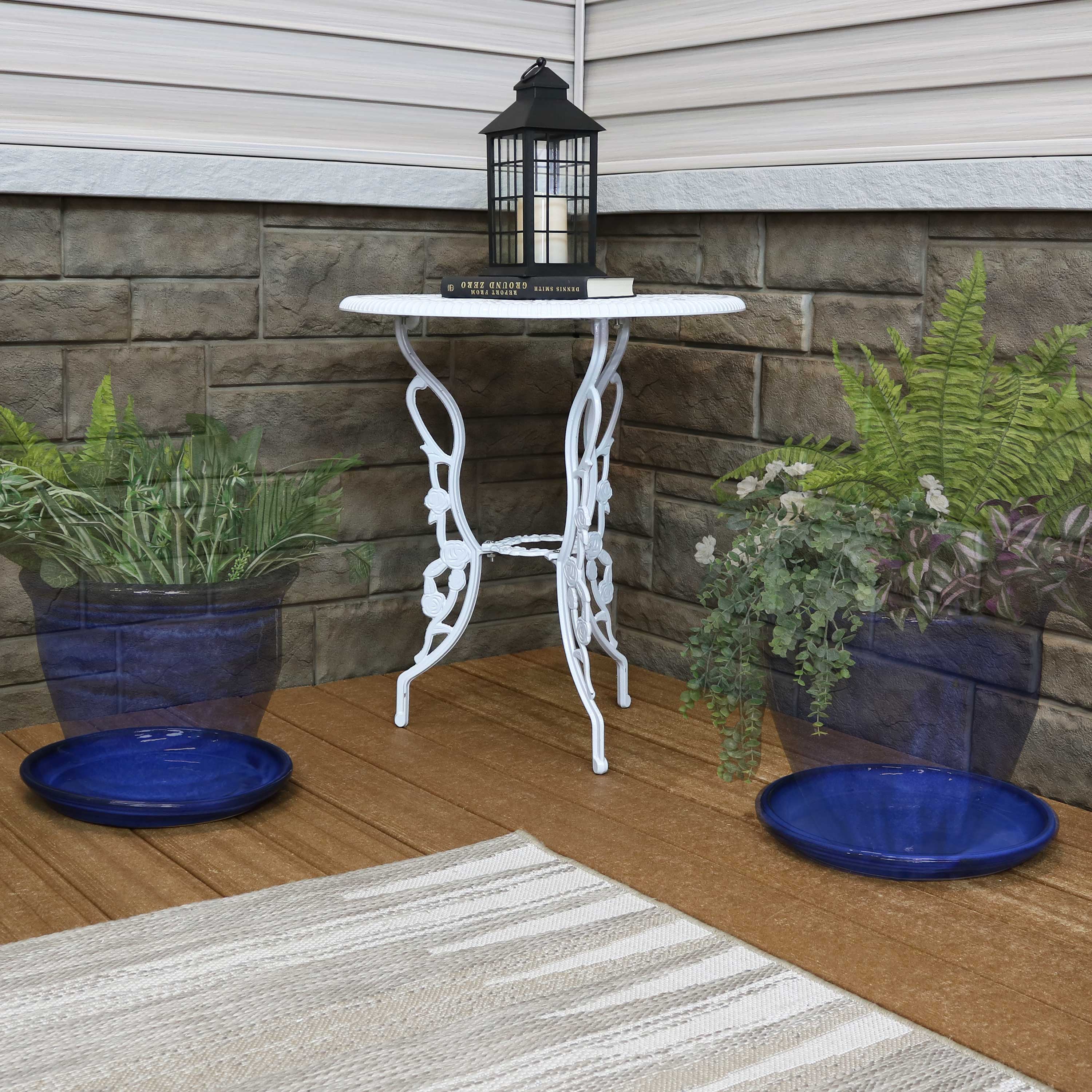 Sunnydaze 4-Pack Glazed Ceramic Plant Saucers for Indoor & Outdoor Potted Plants – Perfect for Home, Garden, and Patio Decor