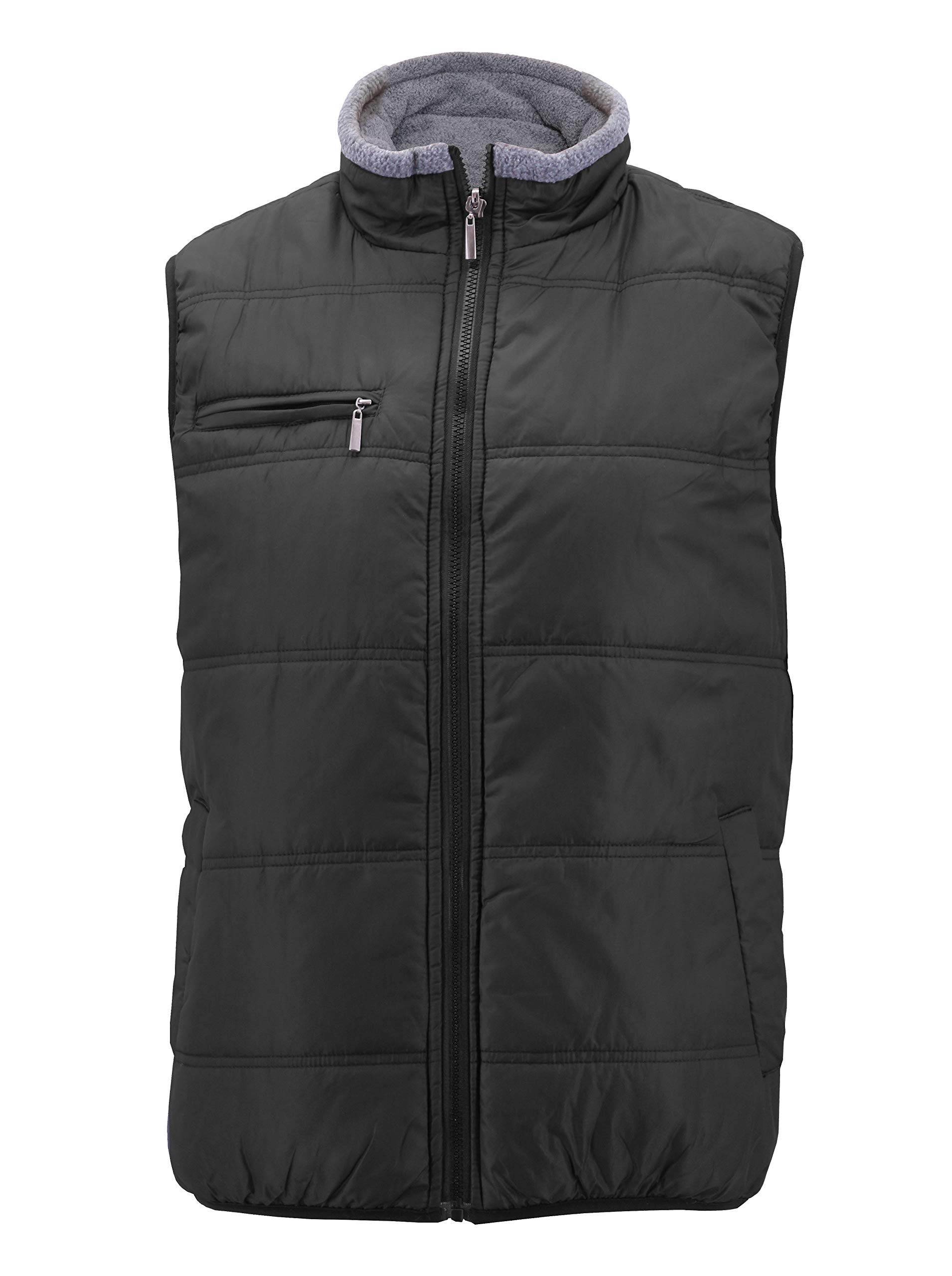 Maximos Men's Reversible Sherpa Fleece Lined Zipper Quilted Puffer Utility Vest - Warm Winter Jacket for Outdoor Activities, Hiking & Casual Wear