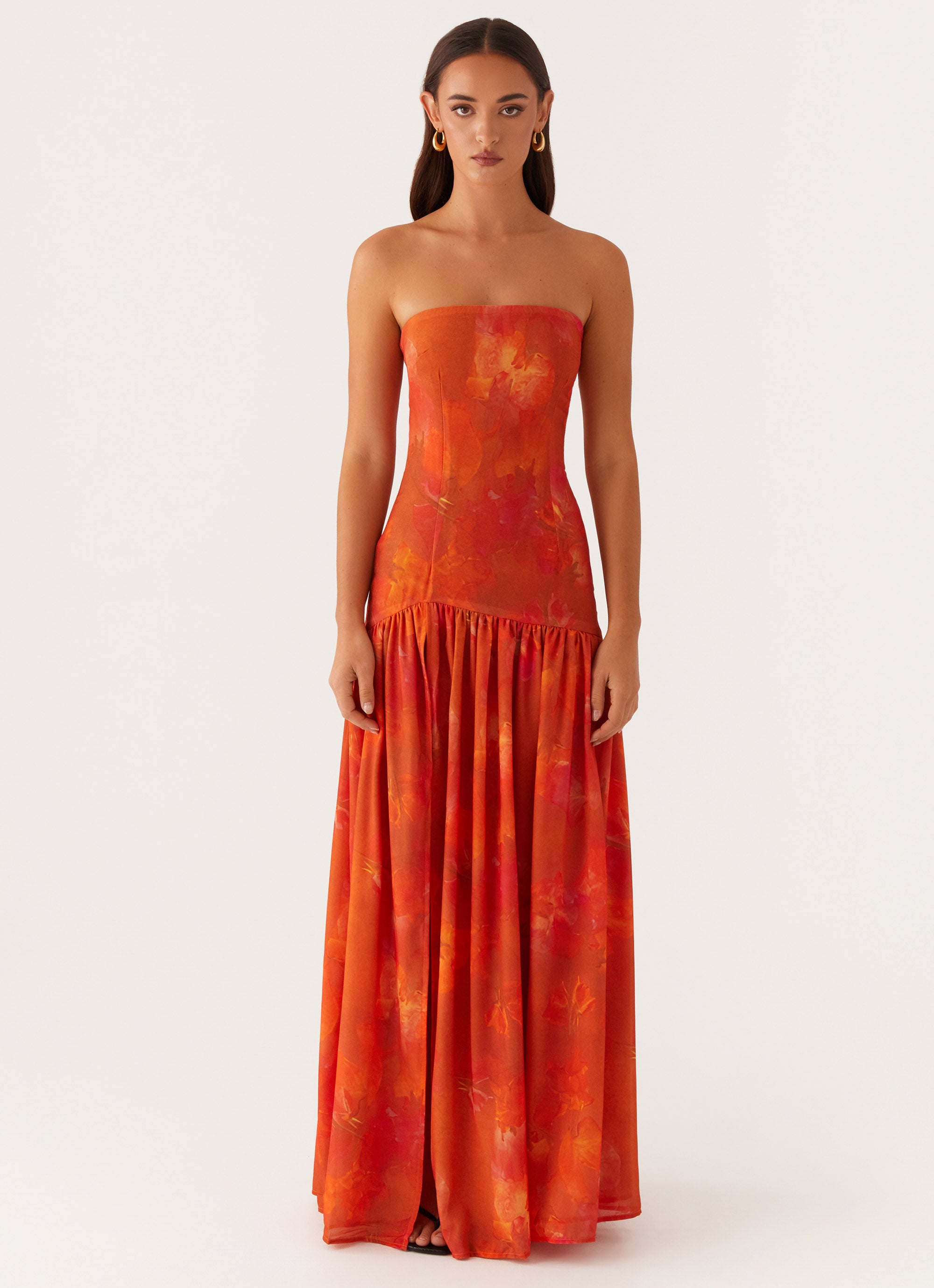 Eden Strapless Maxi Dress for Women - Flowy Summer Beach Dress in Amber | Perfect for Weddings, Vacations & Date Nights