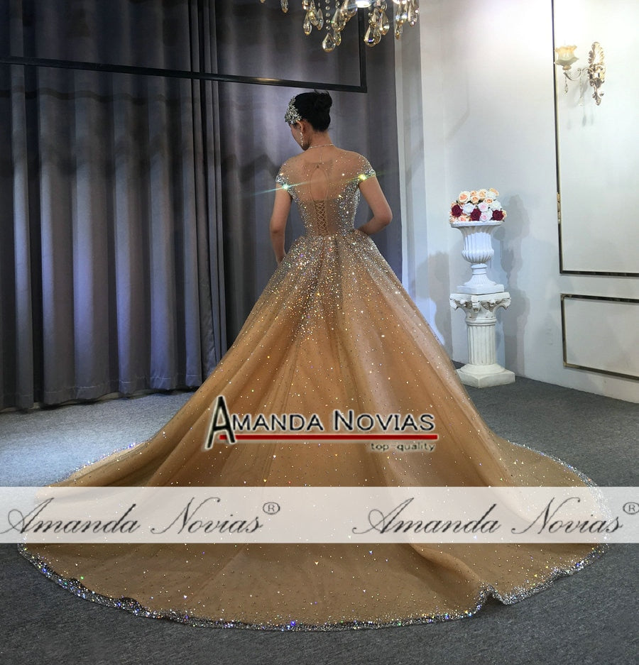 Luxury Beaded Dark Champagne Wedding Dress - Also Available in Ivory | Elegant Bridal Gown for Weddings, Prom & Formal Events