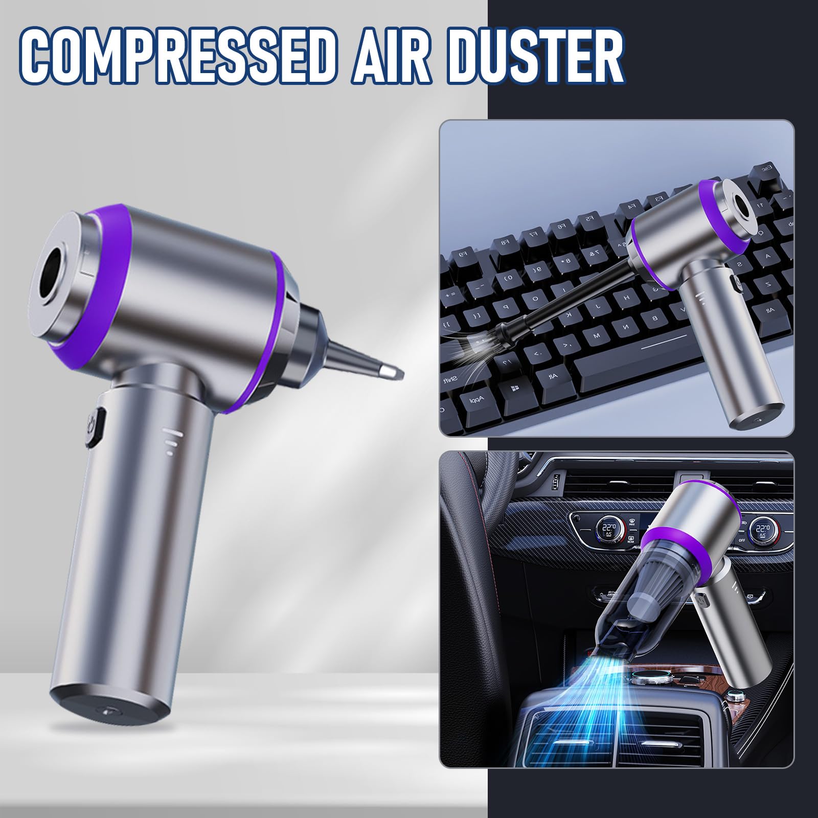 Cordless Car Vacuum 20000PA - Portable Mini Vacuum Cleaner for Car, Home & Office