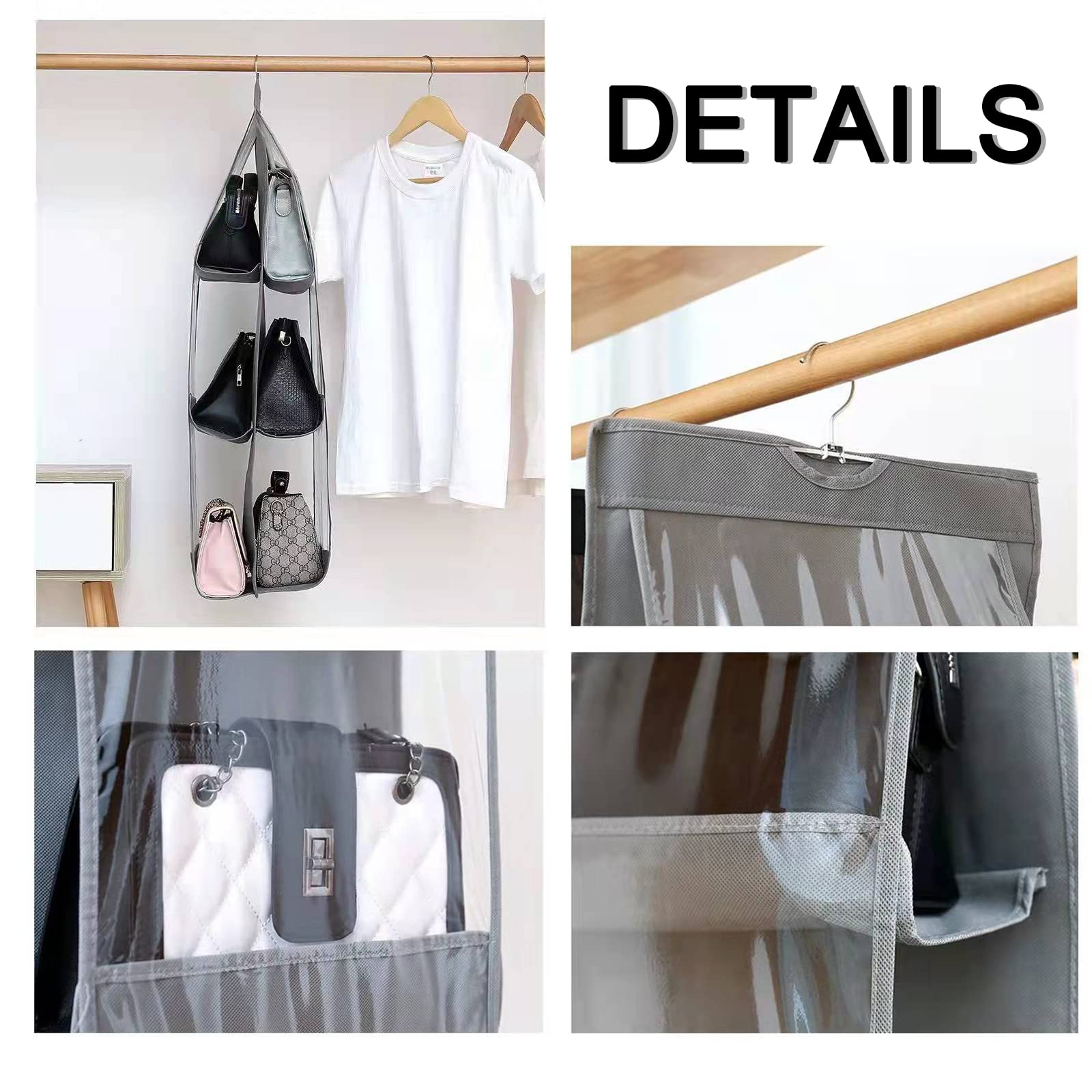 Upgraded Hanging Handbag Organizer for Women - Dustproof, Washable Purse Storage Closet - Black (1 Piece) - Perfect for Closet, Wardrobe & Travel Bag Organization
