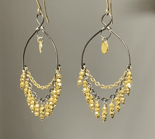 Elegant Gold and Black Chandelier Earrings - Mixed Metal Statement Jewelry for Women | Perfect for Weddings, Parties & Evening Events